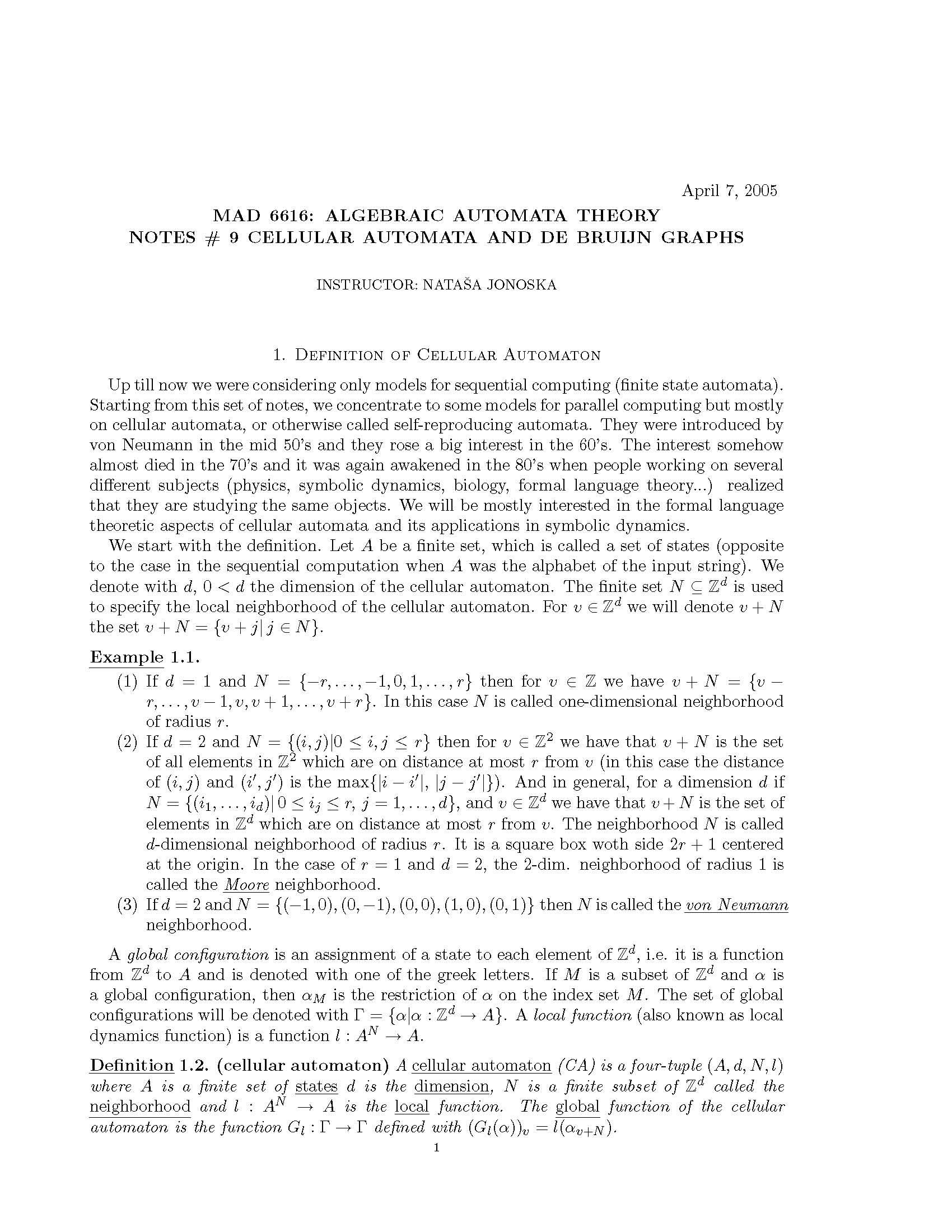 Algebraic Automata Theory