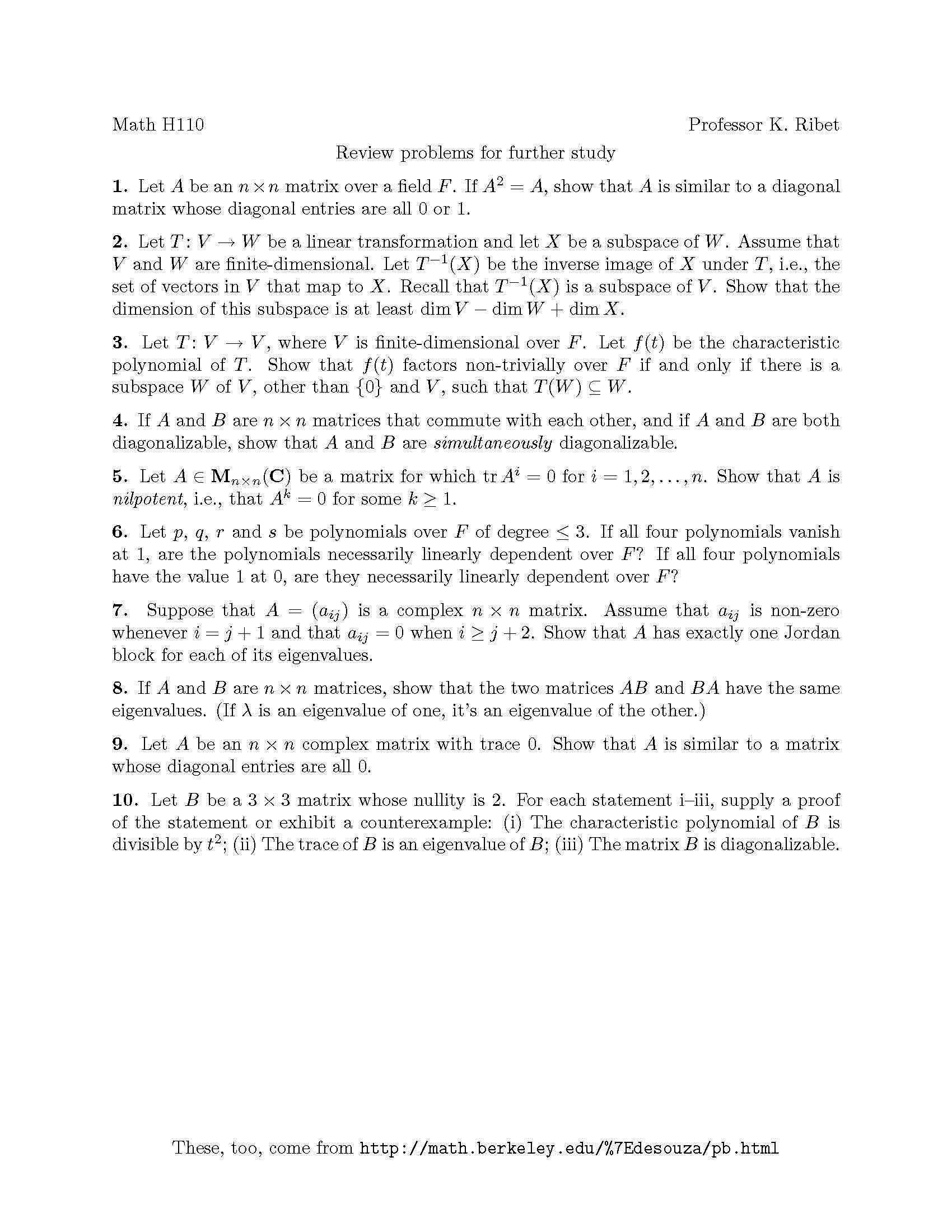 Honors Linear Algebra