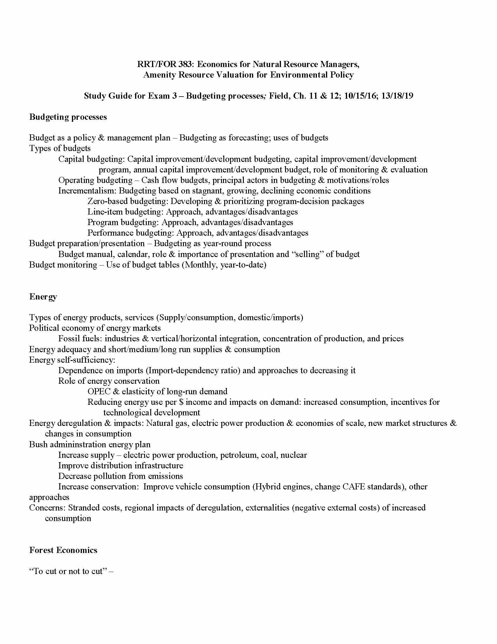 Economics for Natural Resource Managers