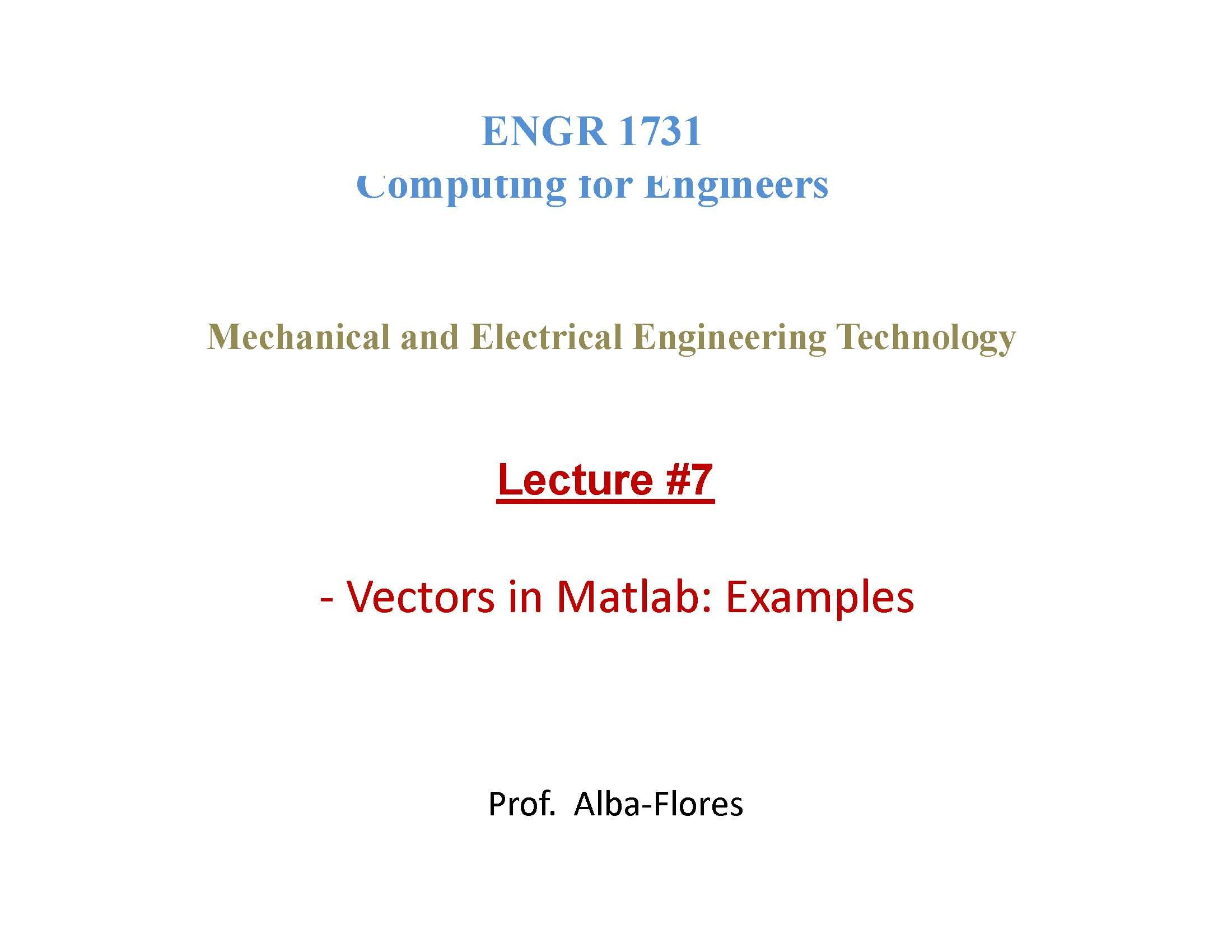 Computing for Engineers