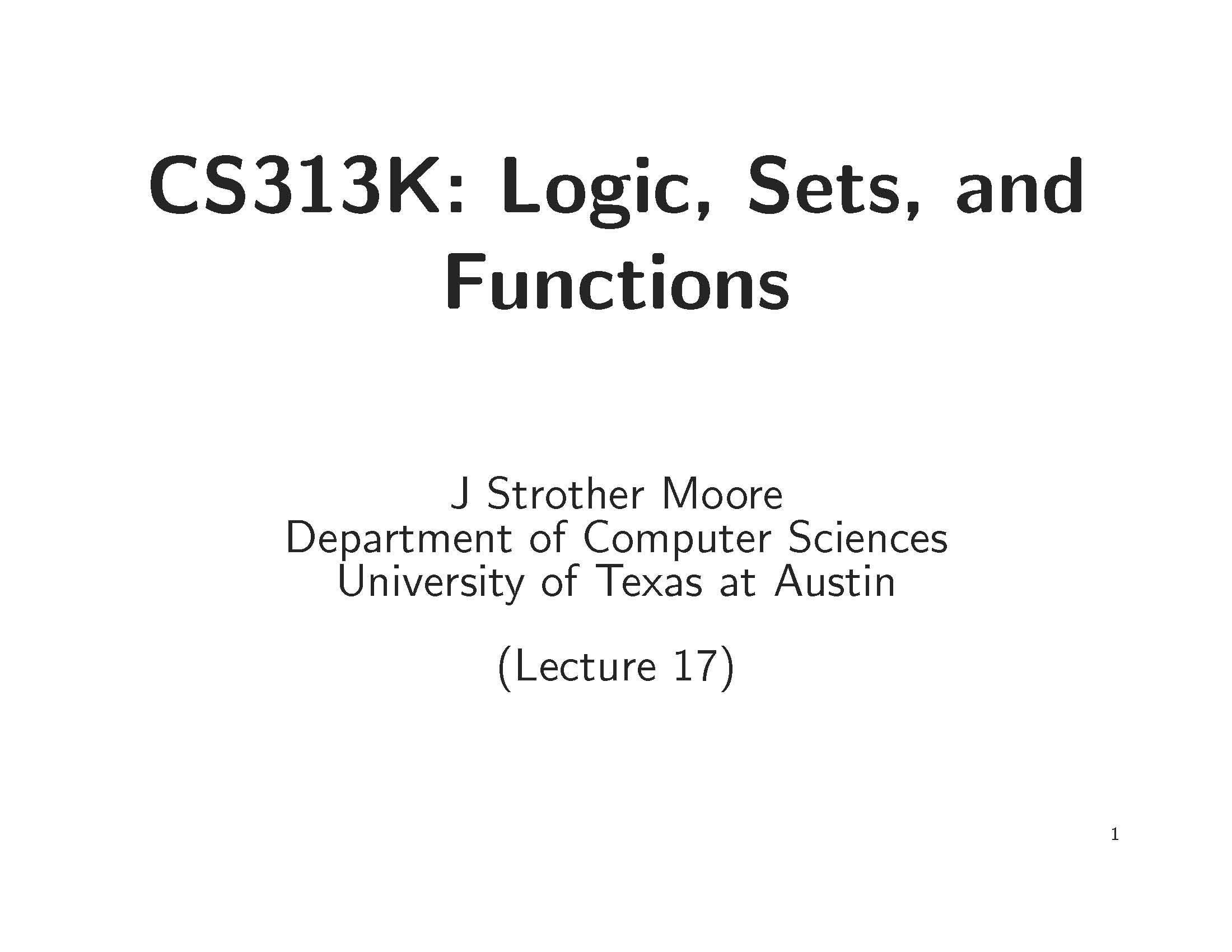 LOGIC, SETS, AND FUNCTIONS