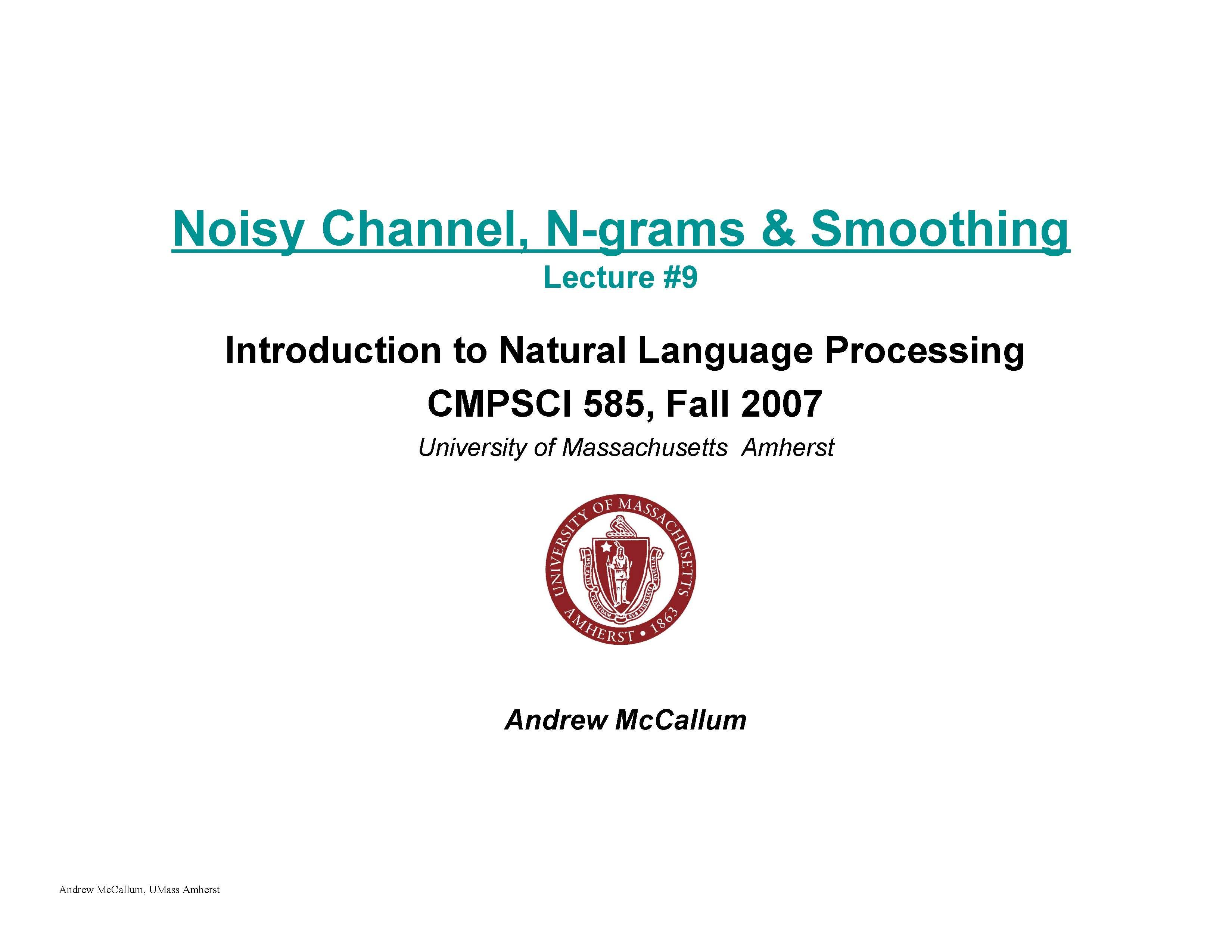 Introduction to Natural Language Processing