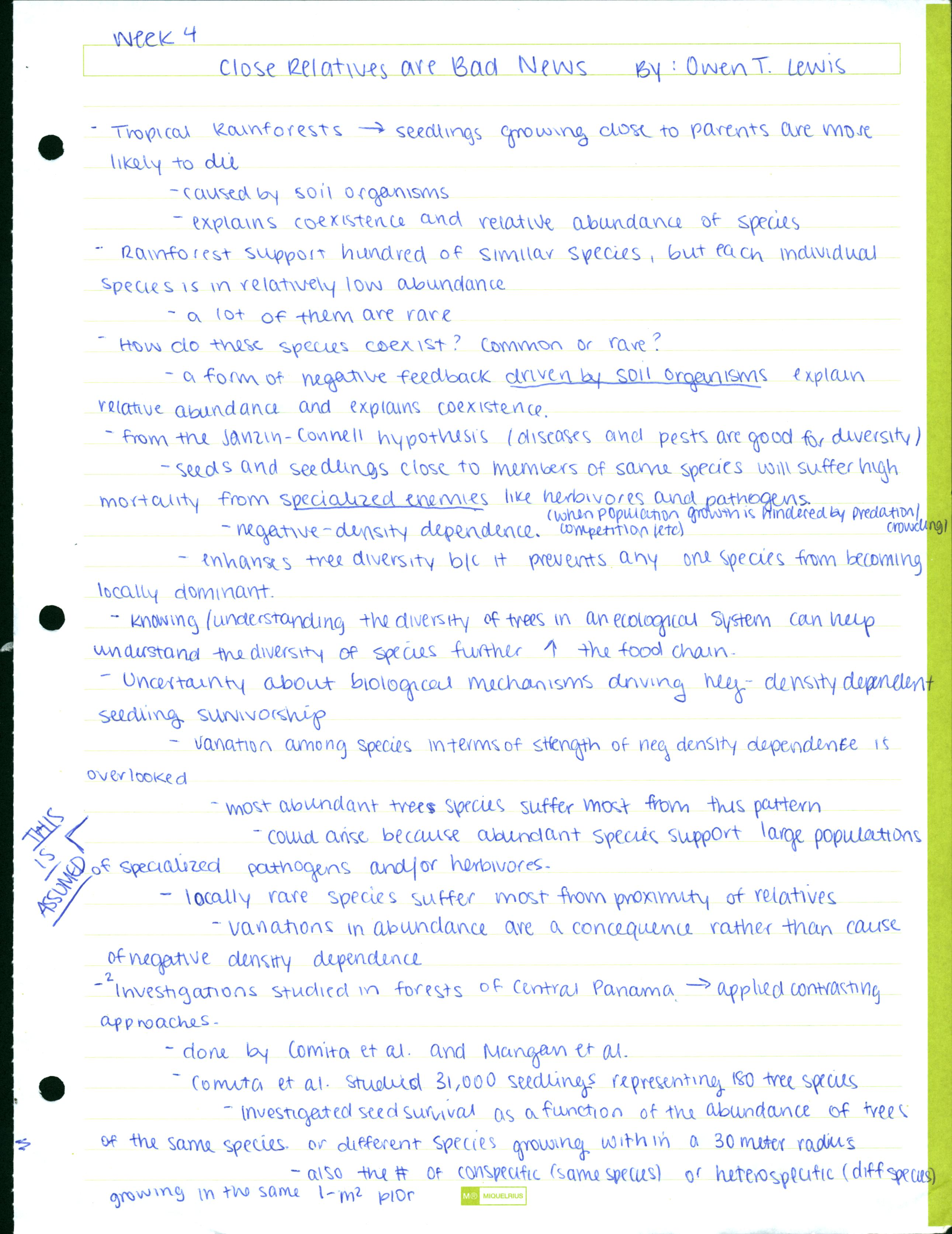 Ecology Week 4 Notes