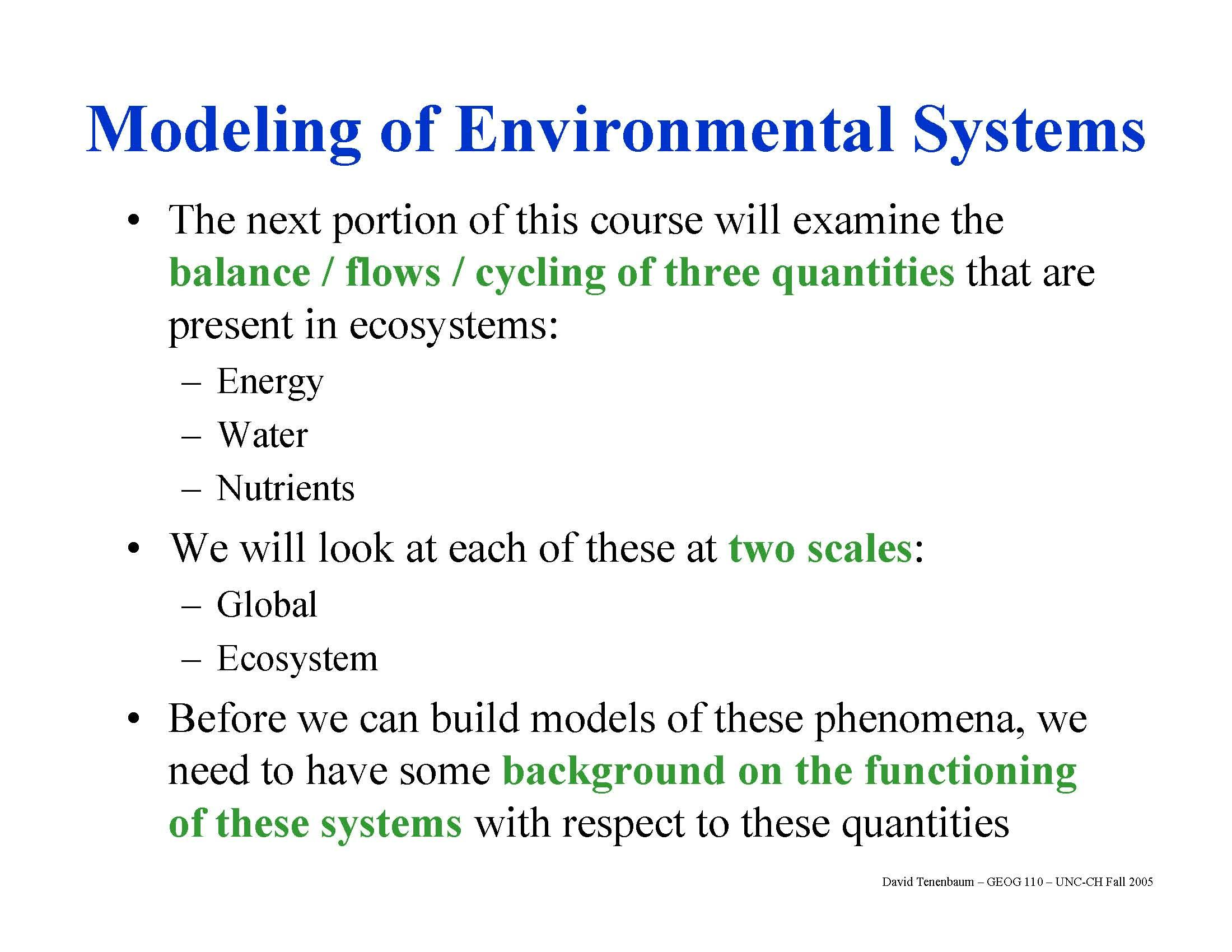 Geography of Environmental Systems