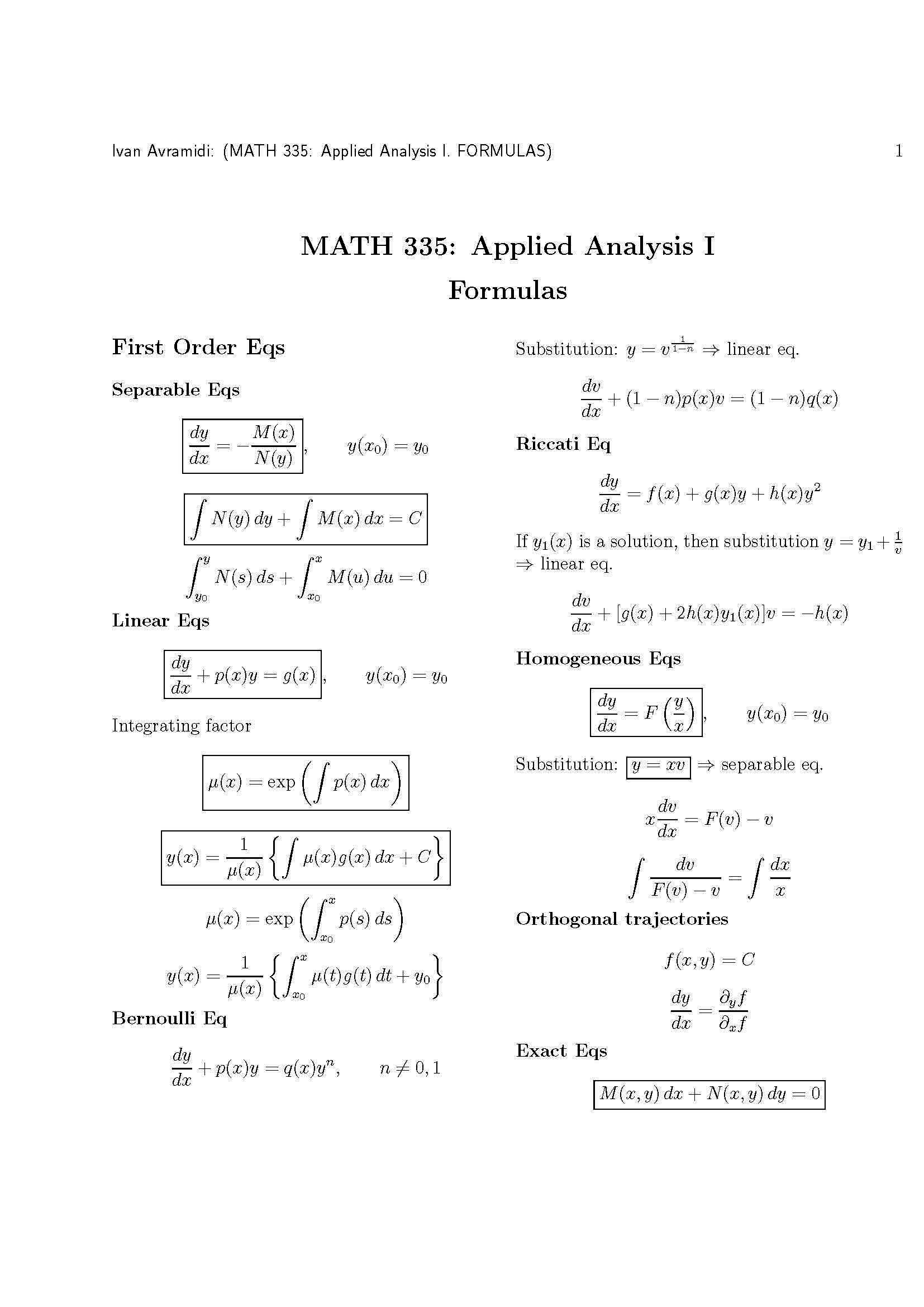 Ordinary Differential Equation
