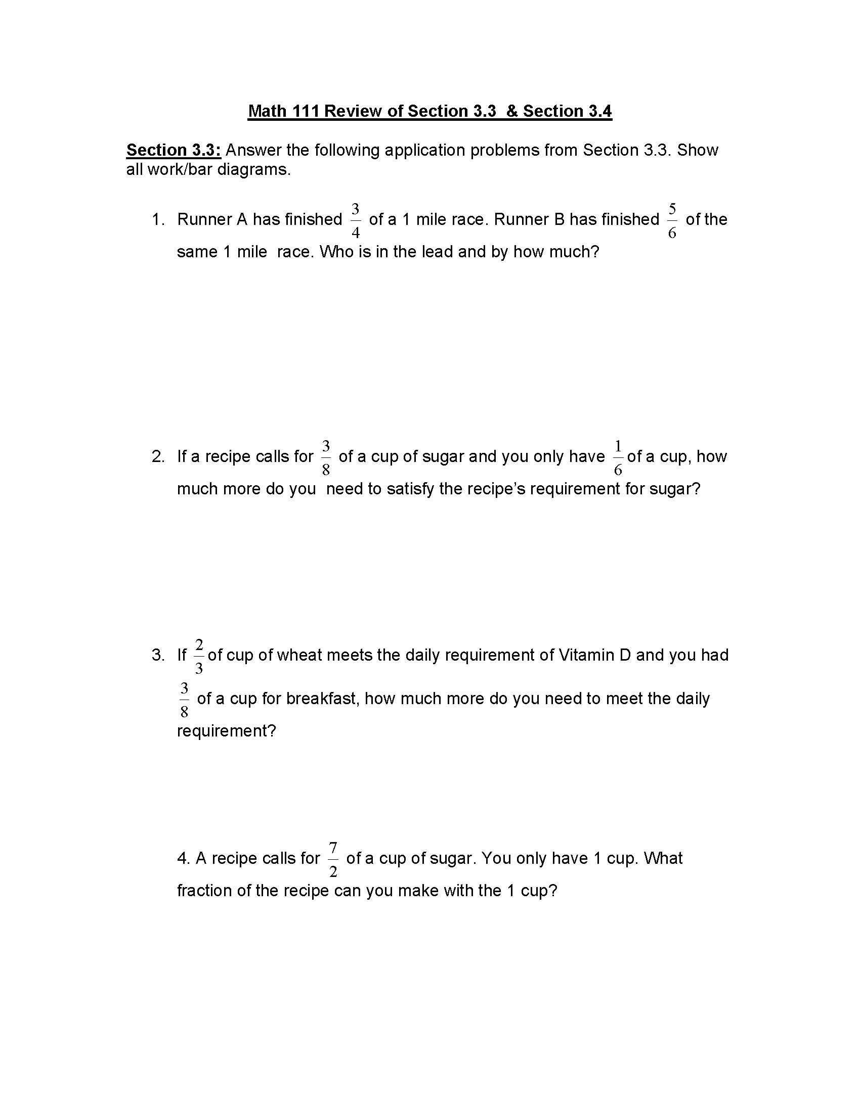 Math Content for Teachers I