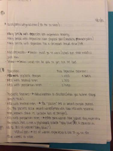 Lecture Notes for  9/17/15 to 9/27/15