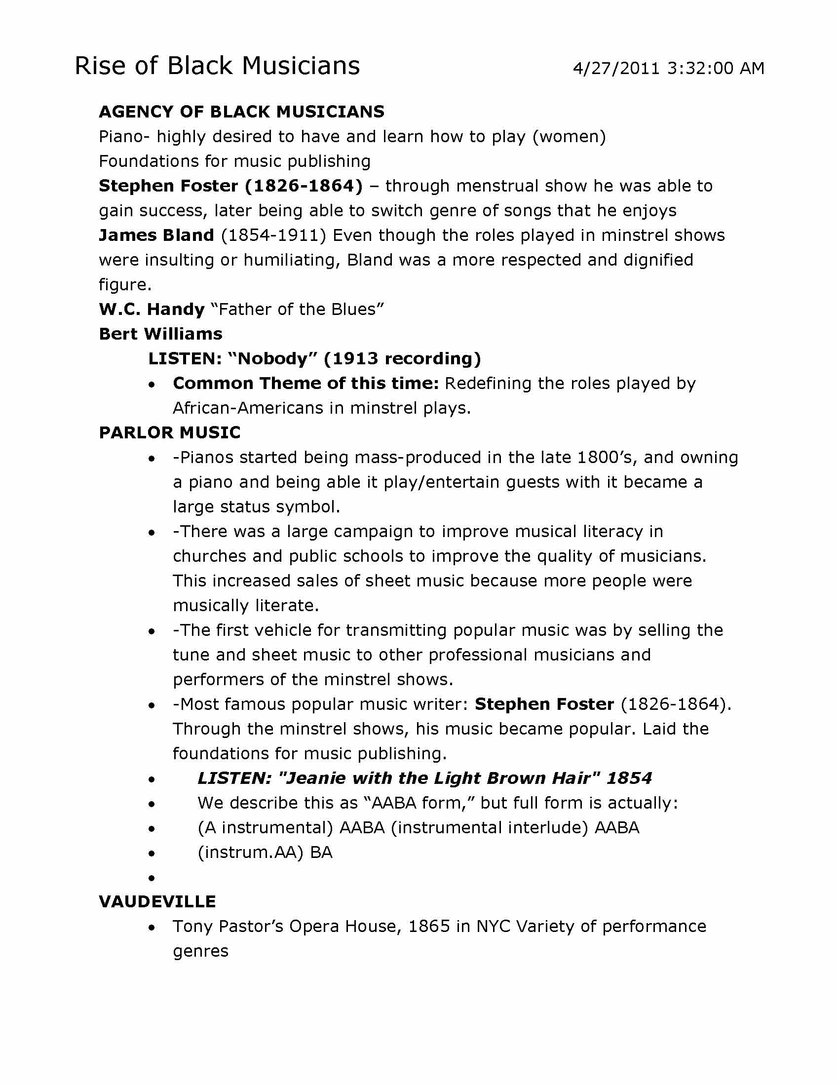 Note for MUSIC 162 with Professor Dudley at UW