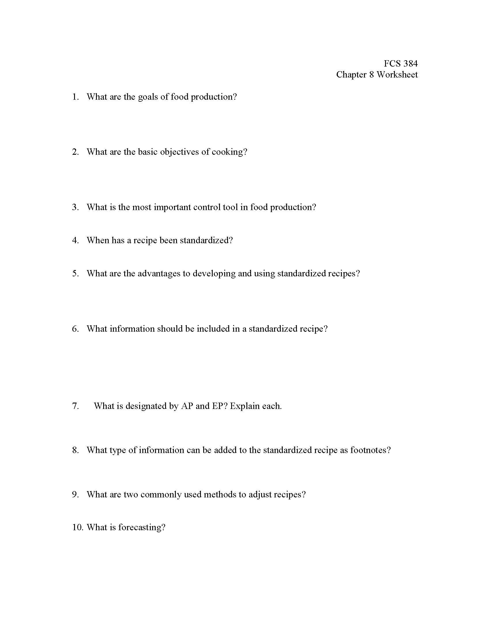 Quantity Food Production and Equipment