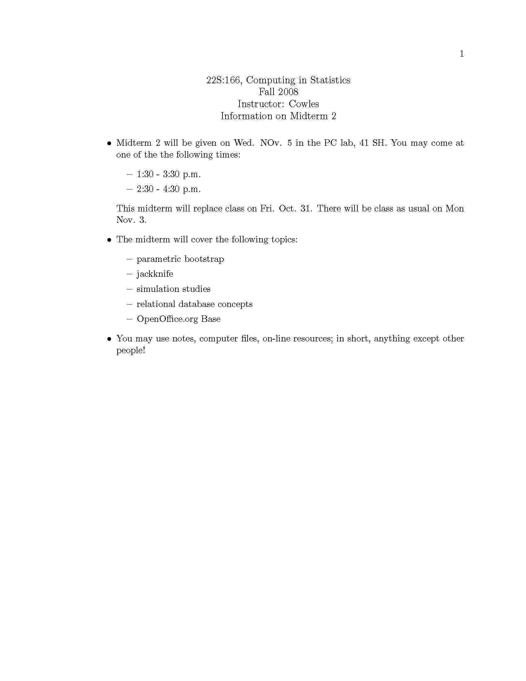 Computing in Statistics