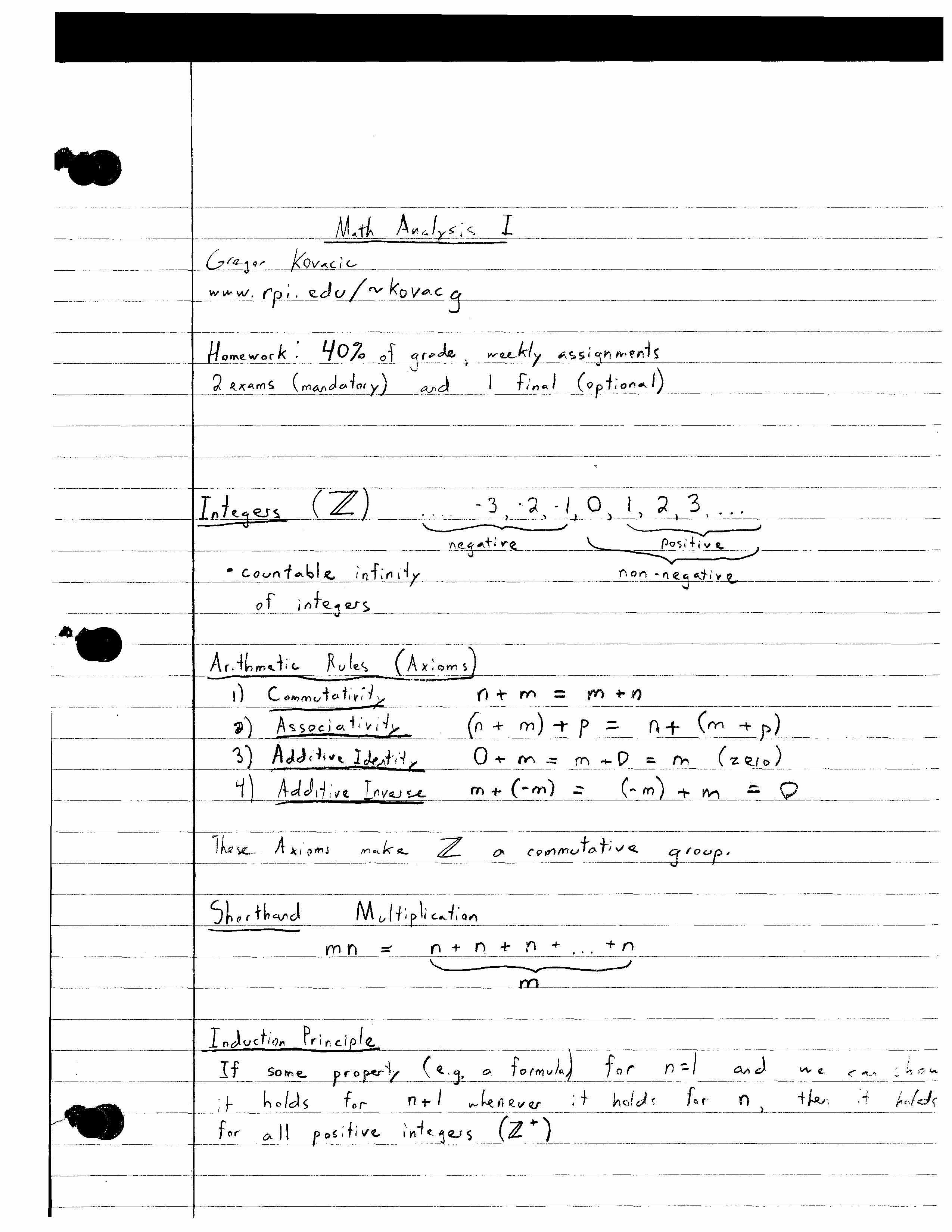 MATHEMATICAL ANALYSIS I