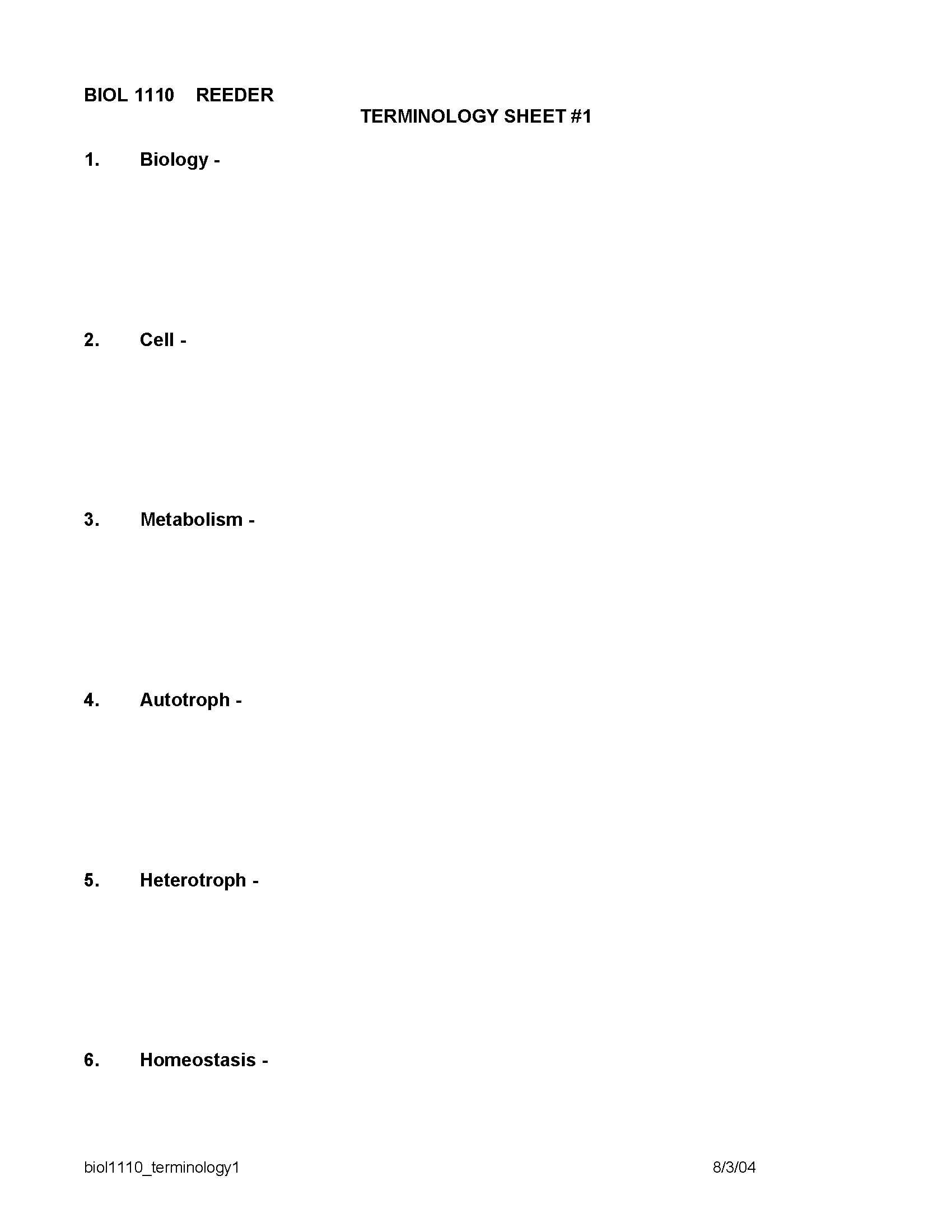 General Biology I LectureLab