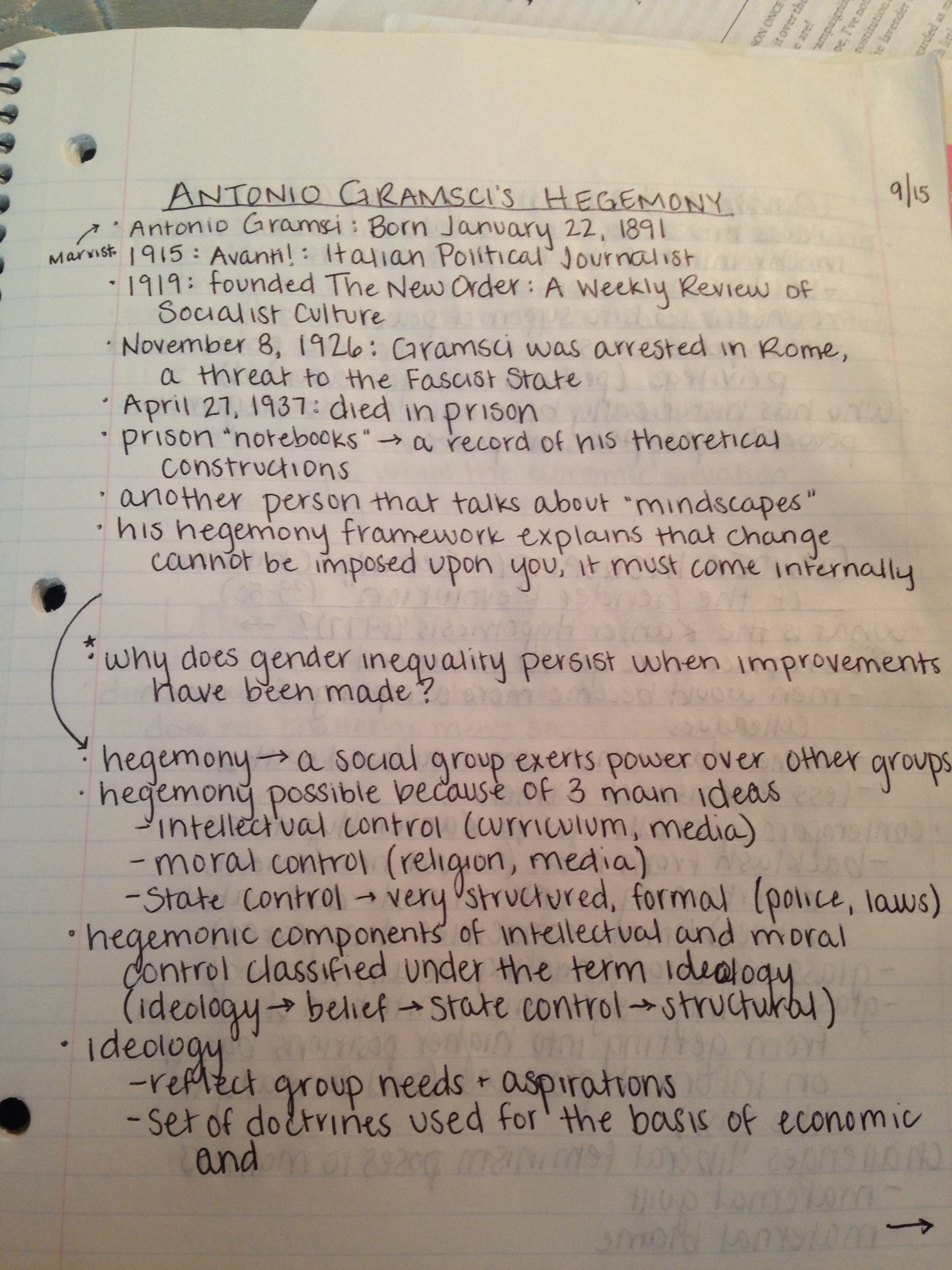 Class Notes 9/15 and 9/17