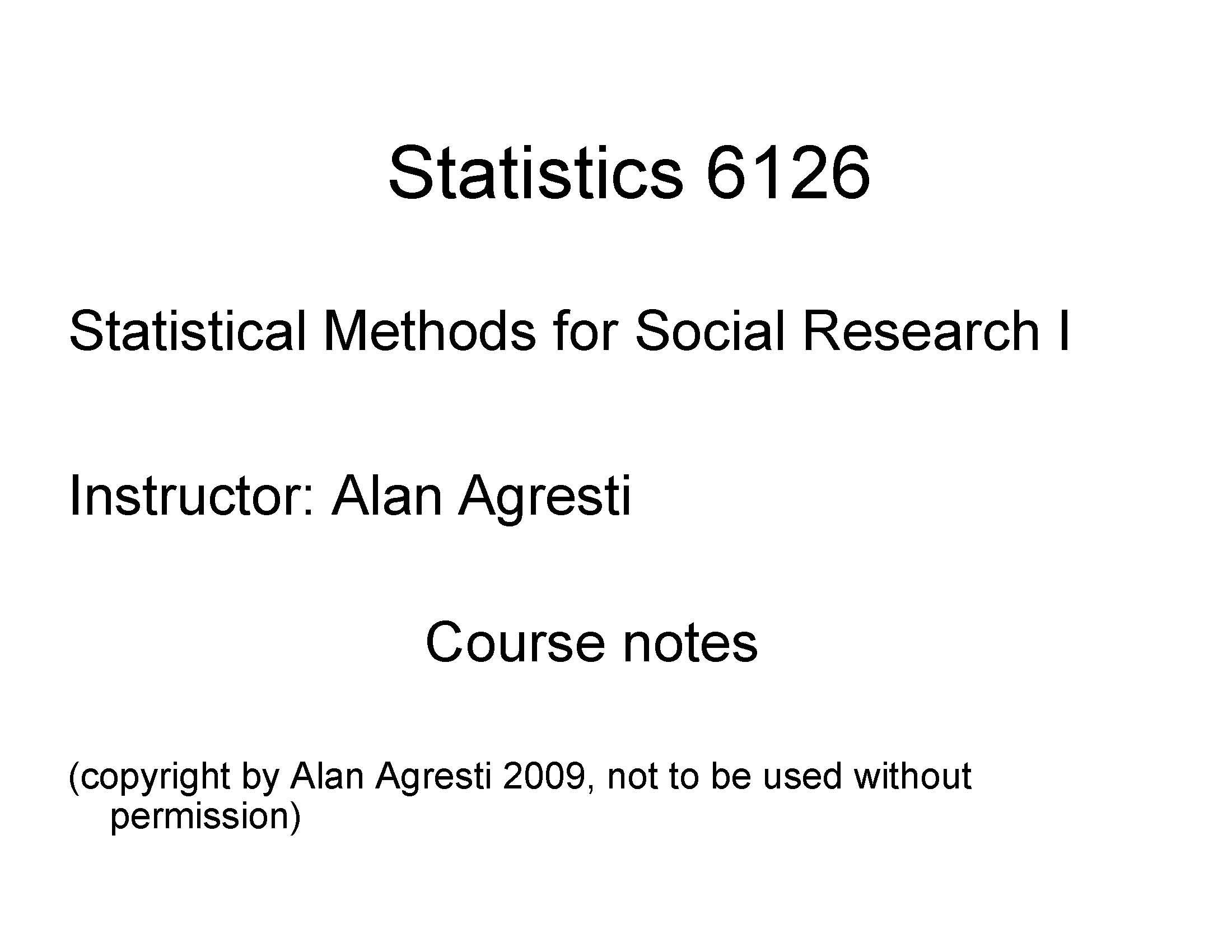 STAT METH SOC RES 1