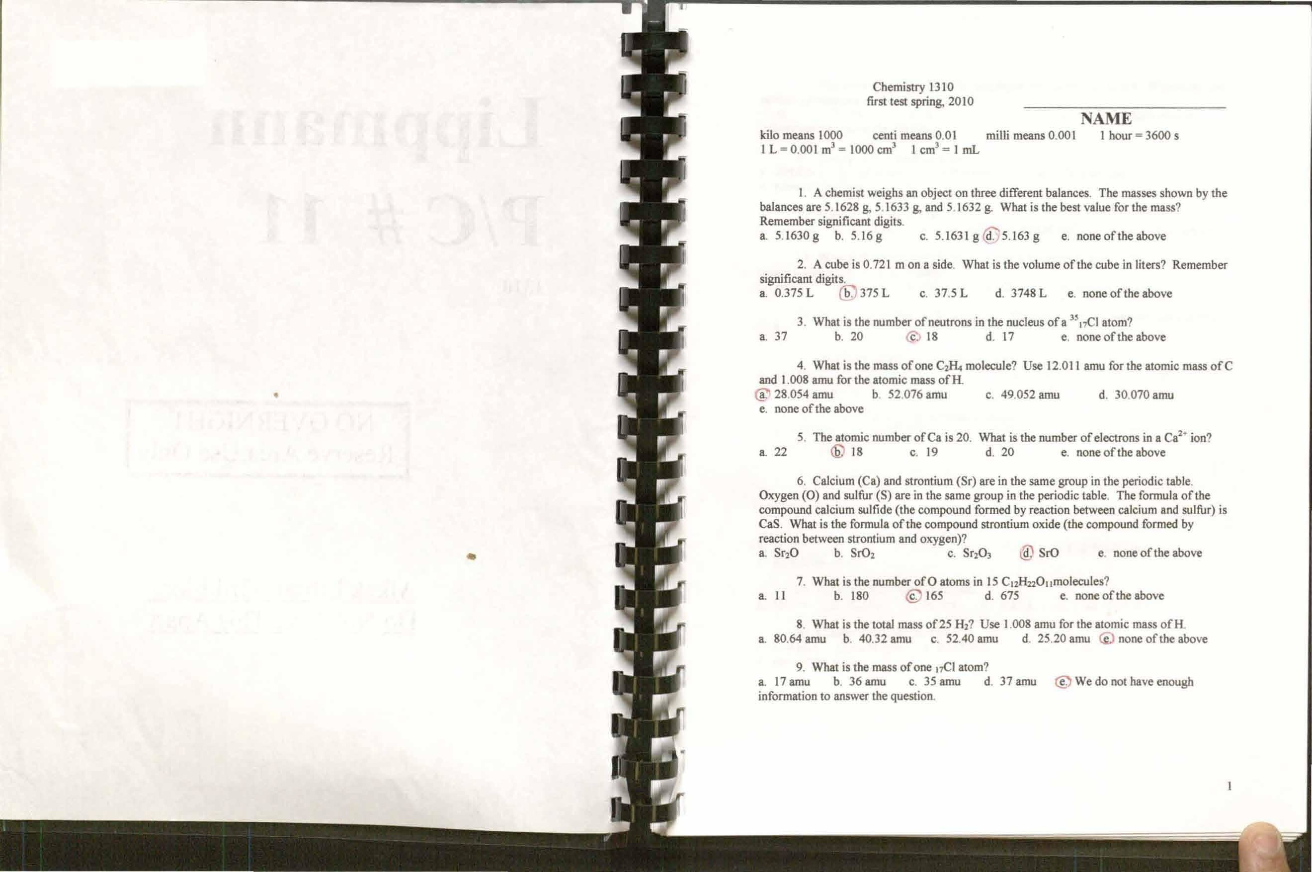CHEM NONSCI MAJ