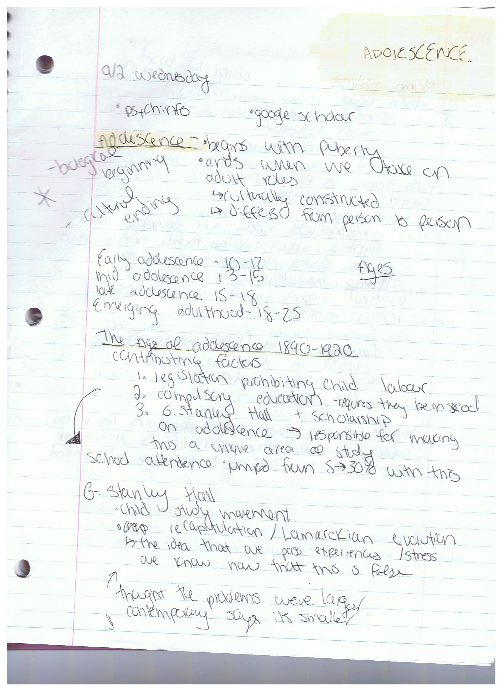 Adolescent Psych full notes from entire semester