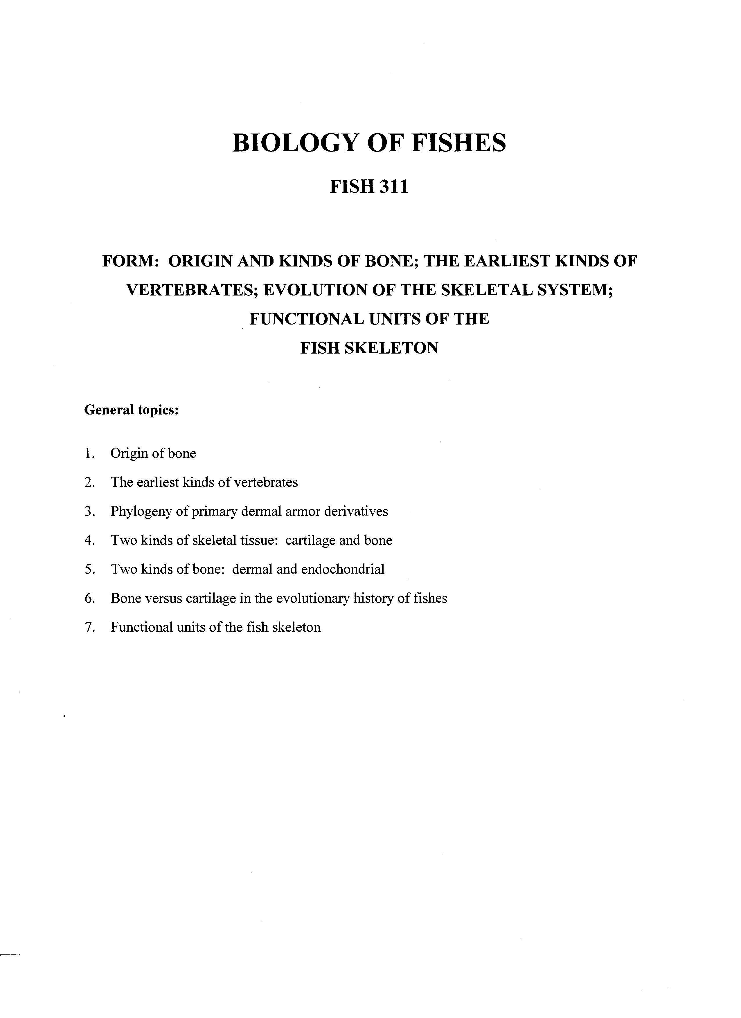BIOLOGY OF FISHES