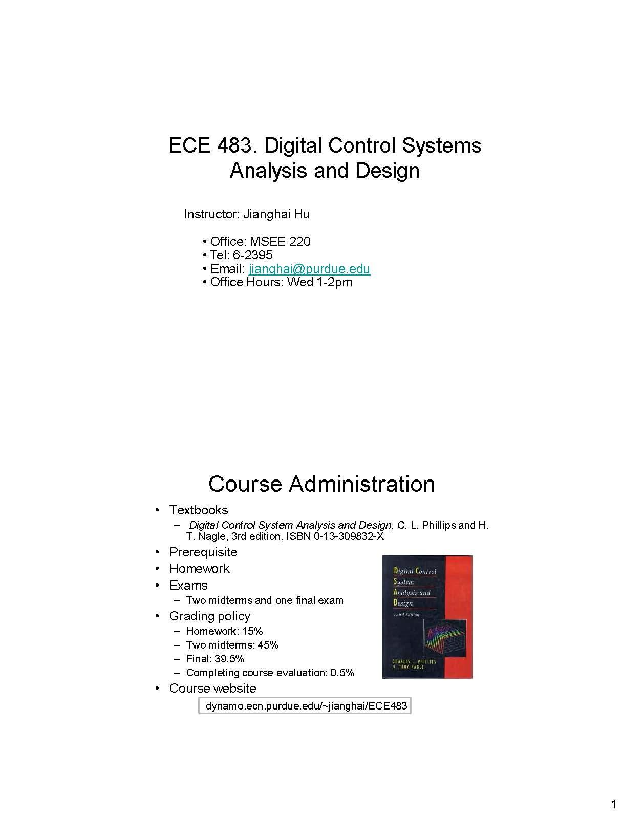 Digital Control Systems Analysis And Design