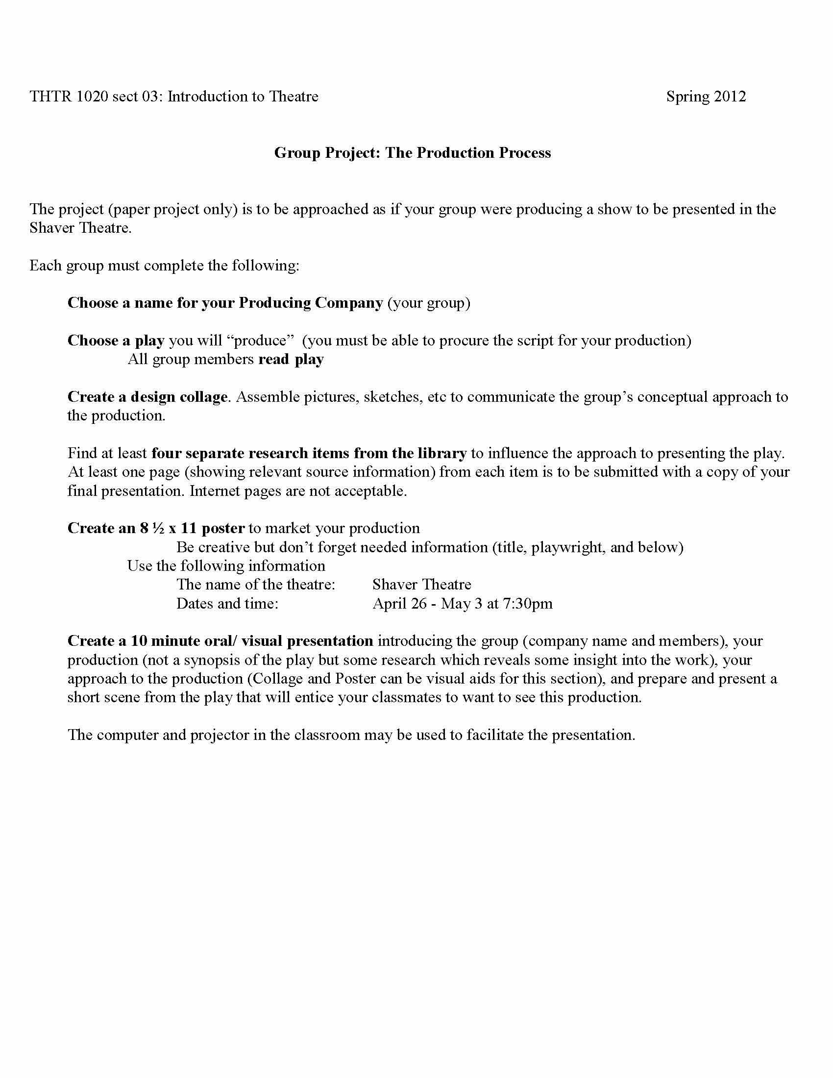 INTRO TO THEATRE