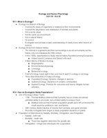 Ecology and Human Physiology notes