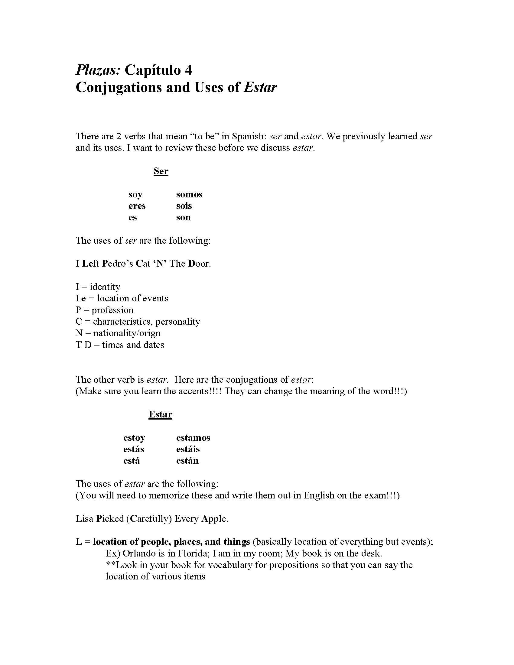 Elementary Spanish I