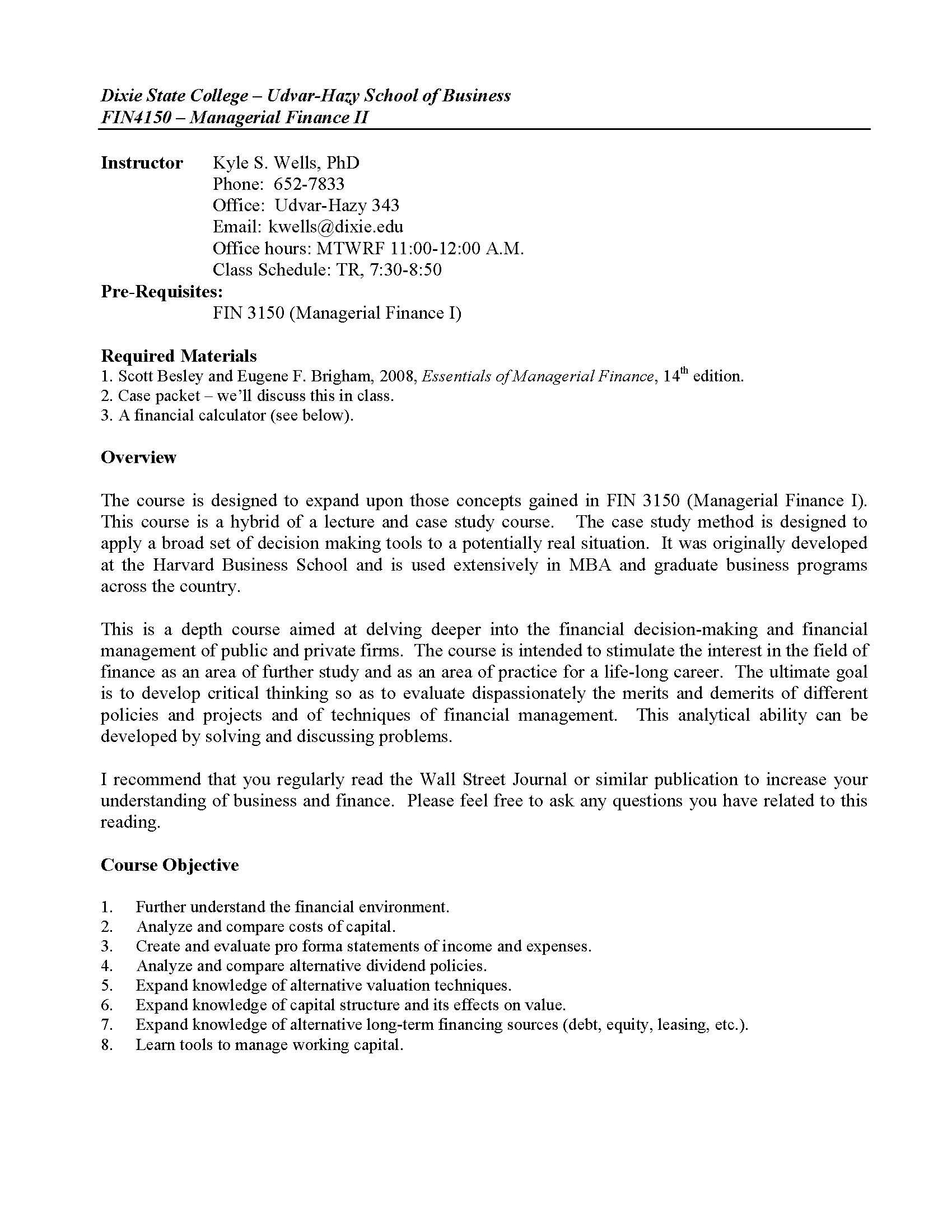 Managerial Finance I