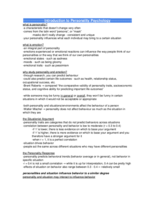 Notes from Lecture 1 - Introduction to Personality Psychology