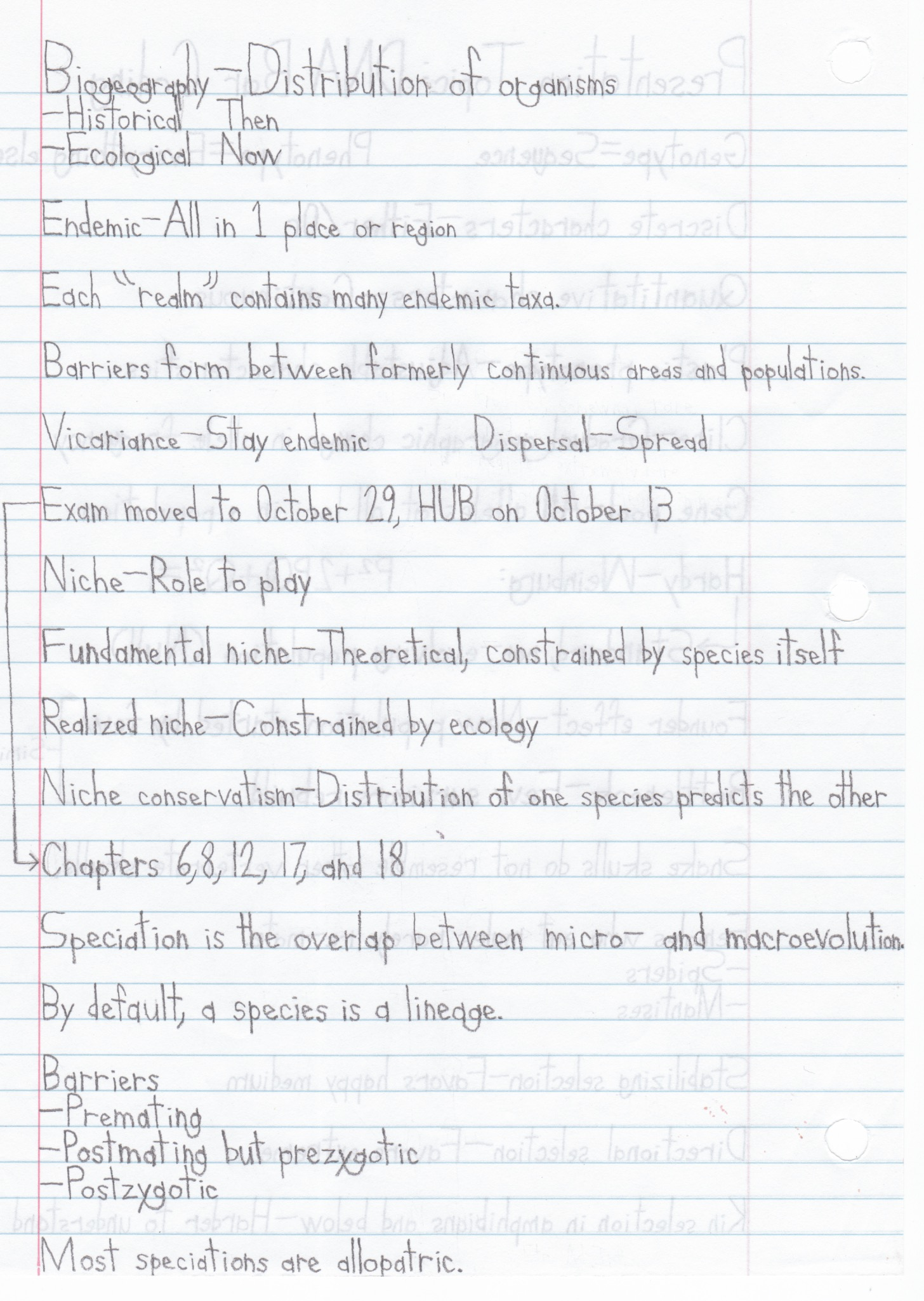 Notes for October 11 Week