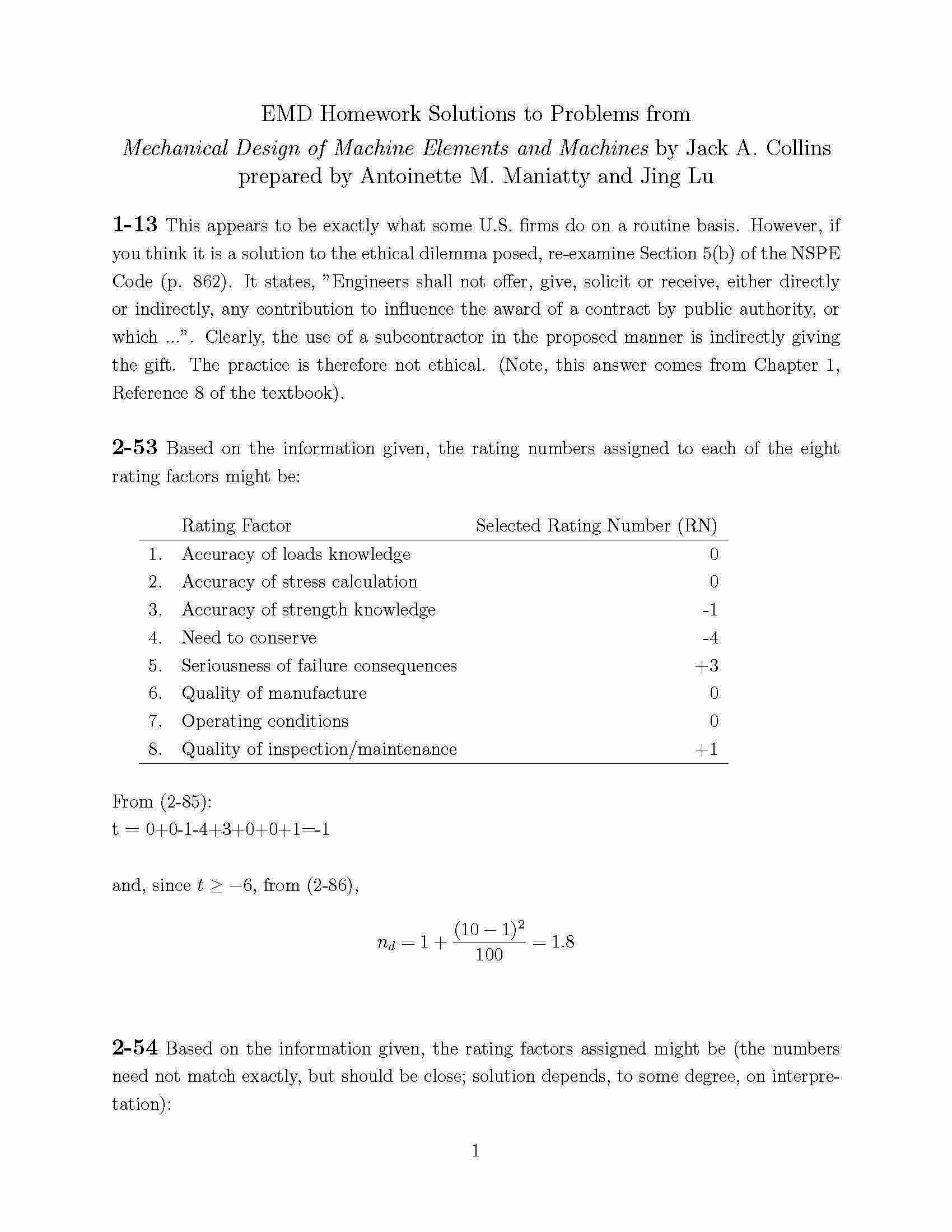 ELEMENTS OF MECH DESIGN