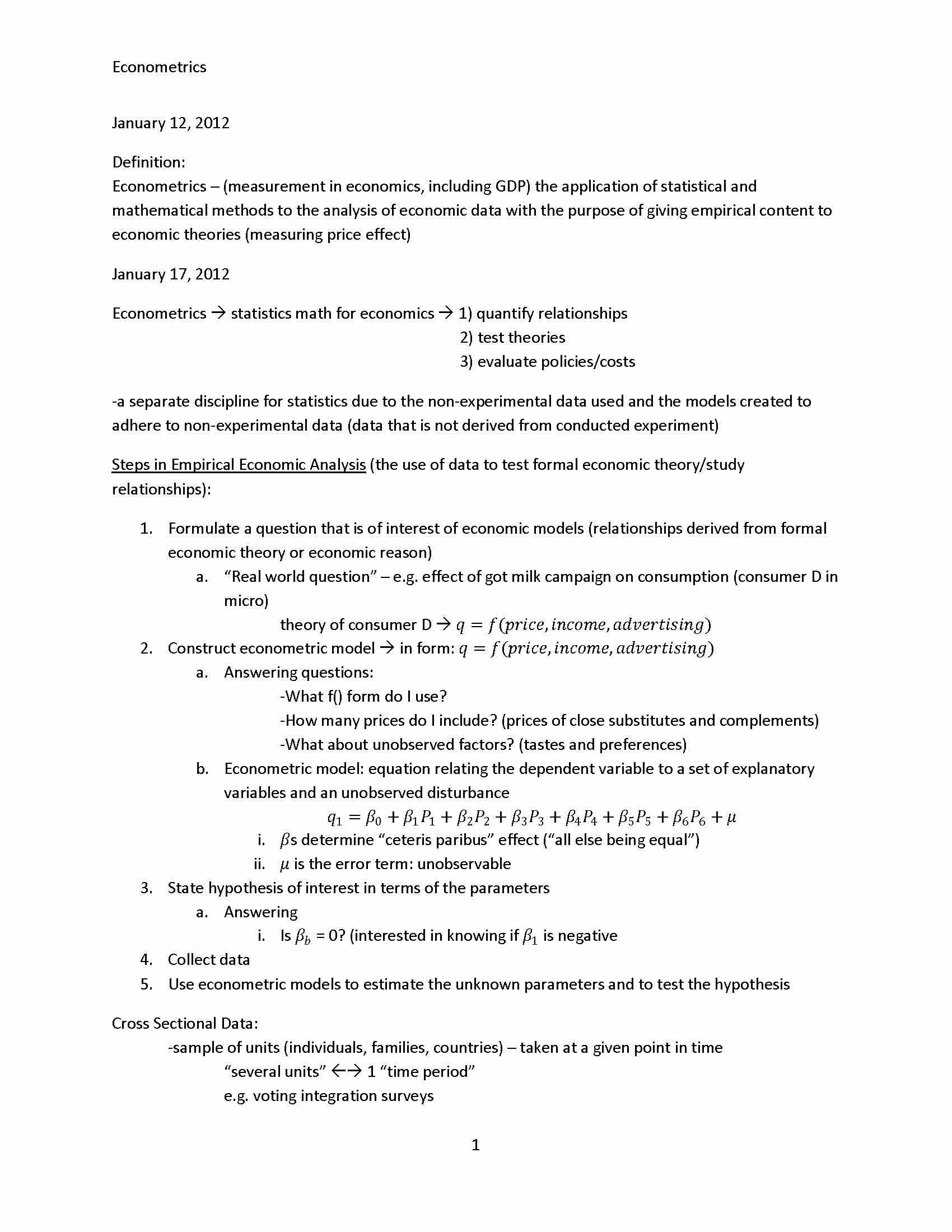 INTRO TO ECONOMETRIC