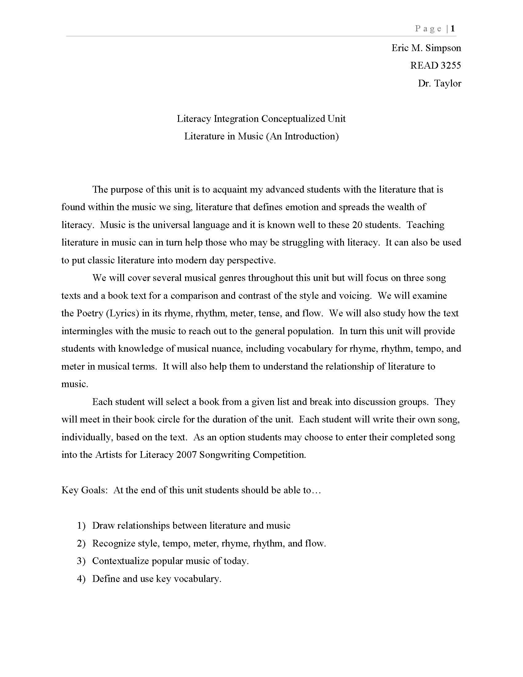 Int Rdg & Writ Content Areas
