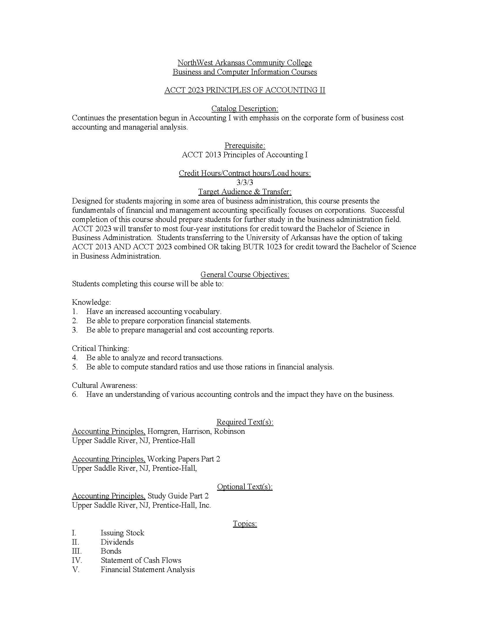 Principles of Accounting II
