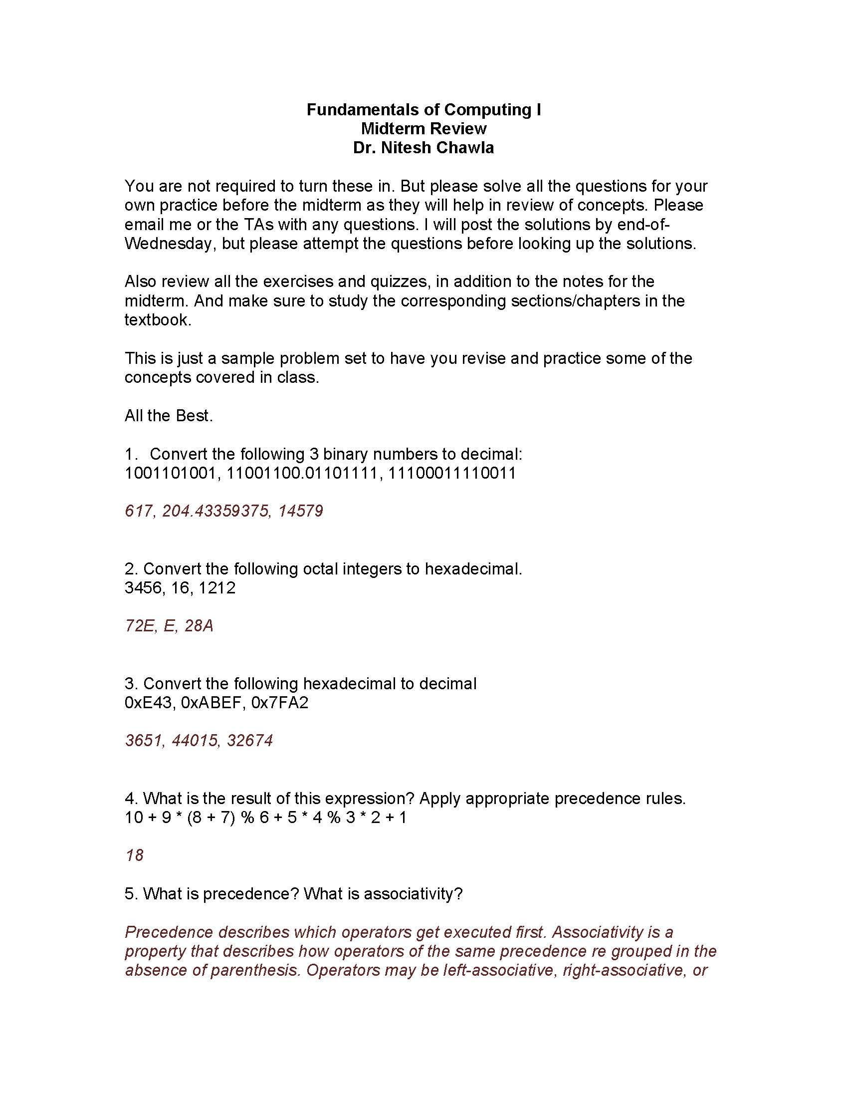 Fund. of Computing I