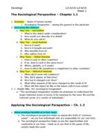Week 1 Notes - Sociology 101