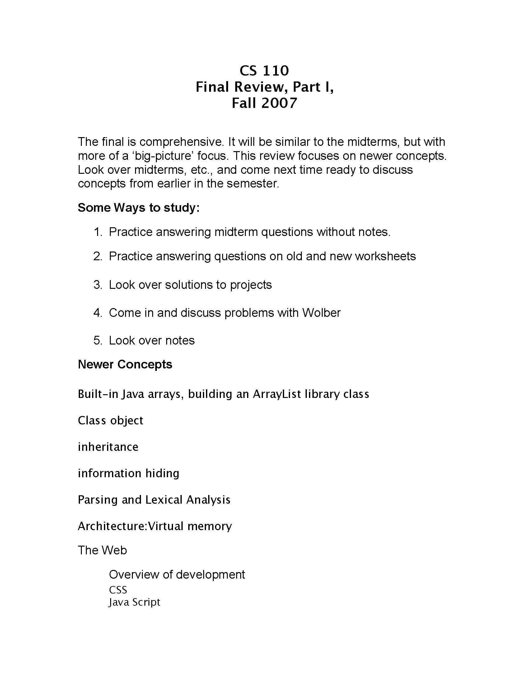 Intro to Computer Science I