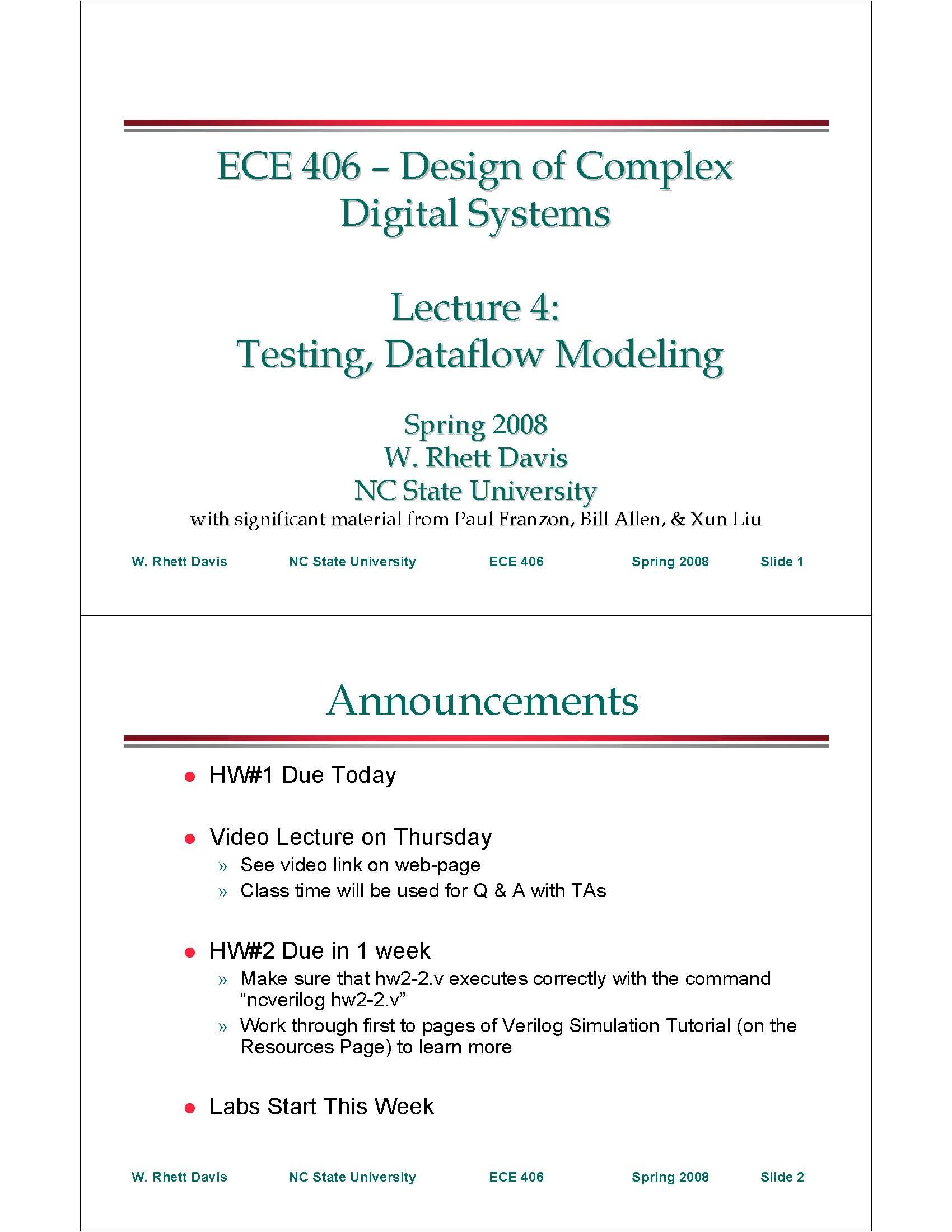 Design of Complex Digital Systems
