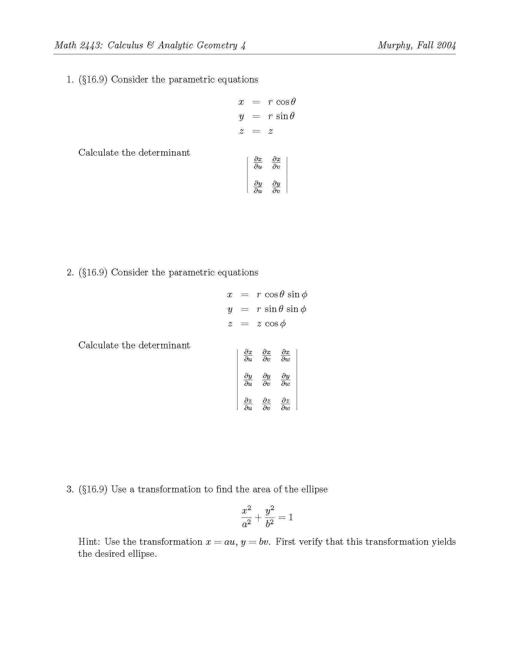 Calc & Analyt Geom IV (HONORS)