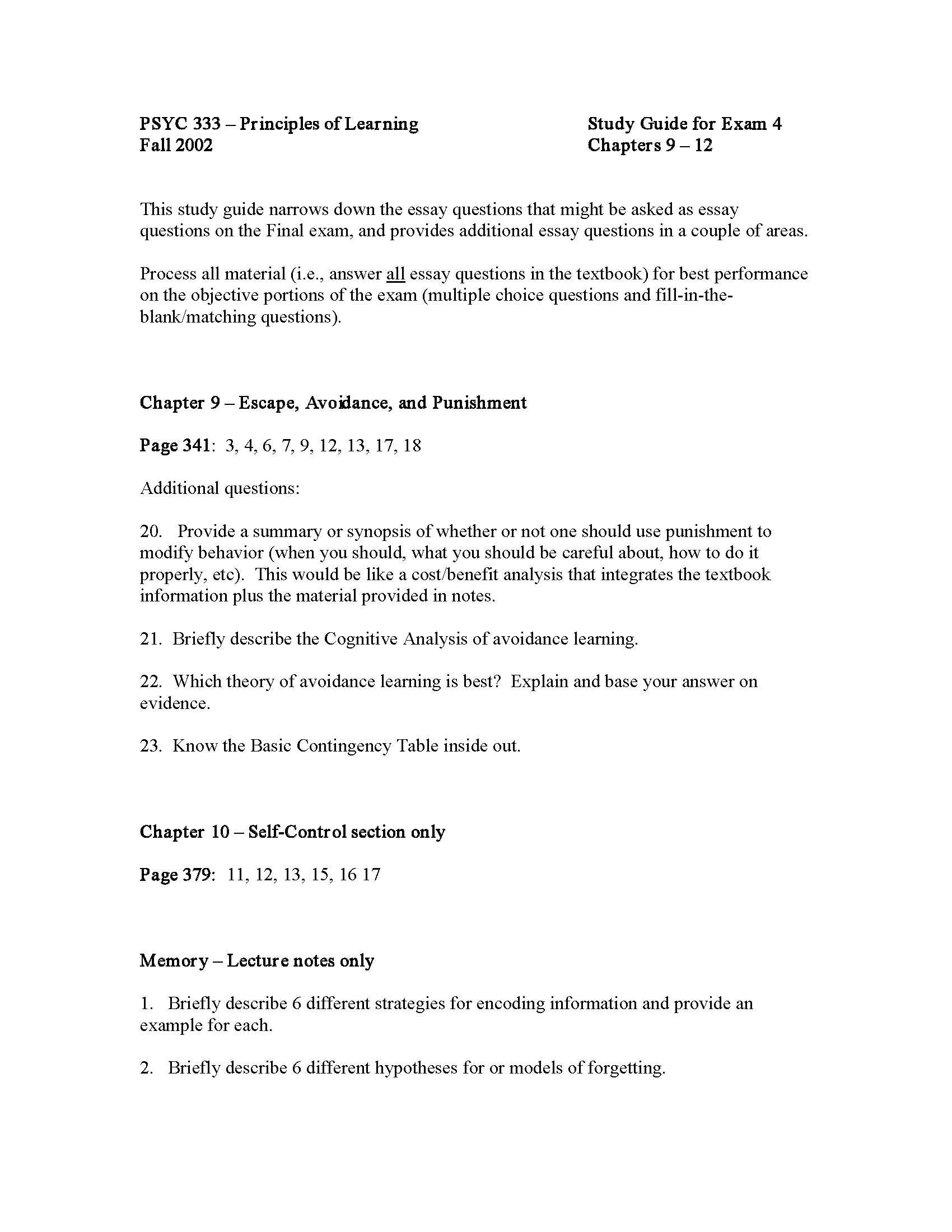 Principles of Learning