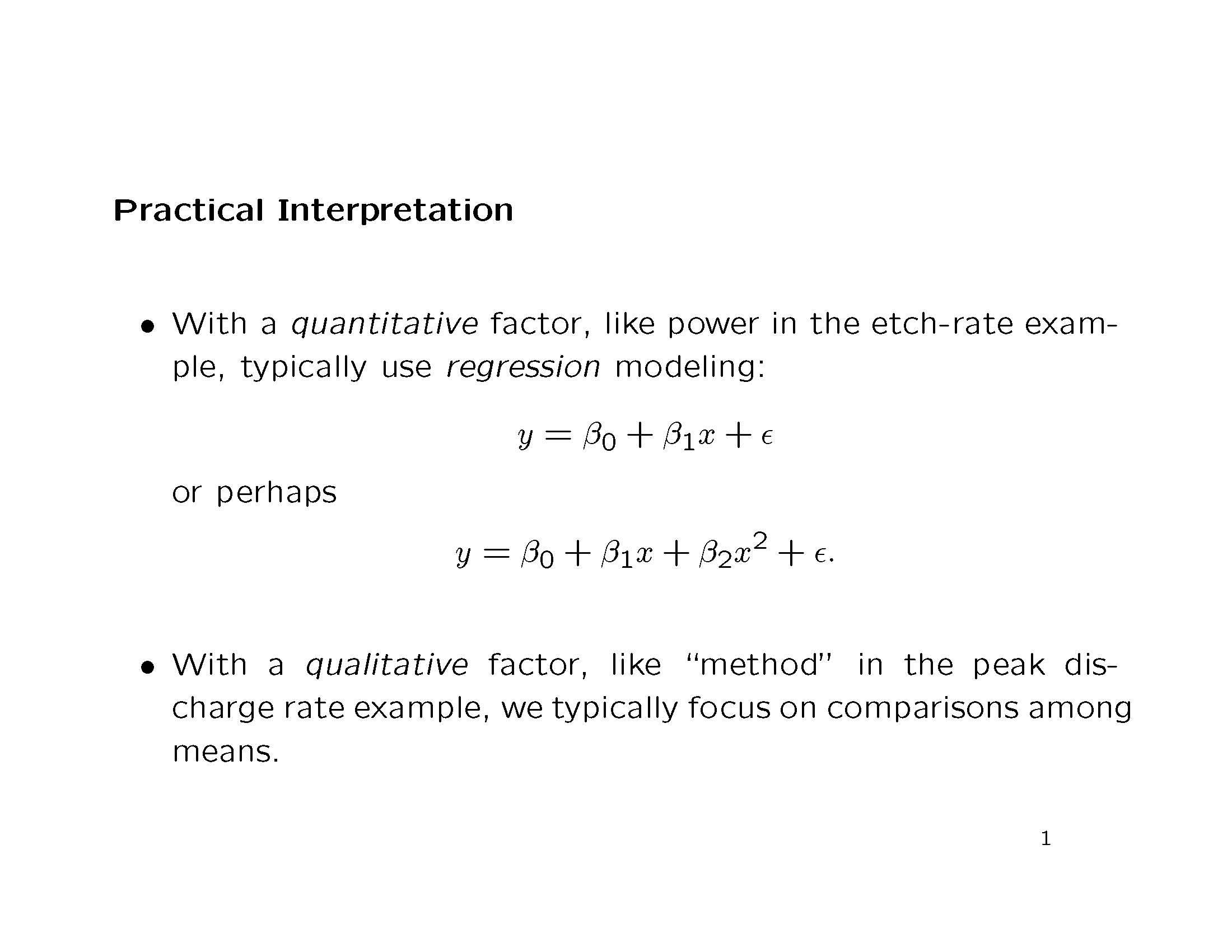 Experimental Statistics For Engineers II