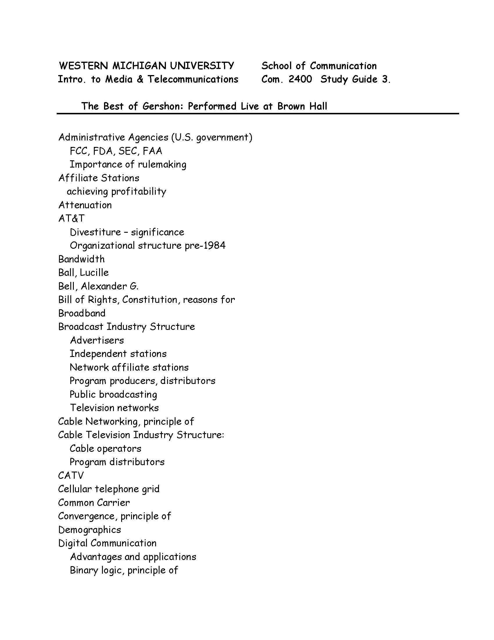 Intro To Media & Telecom