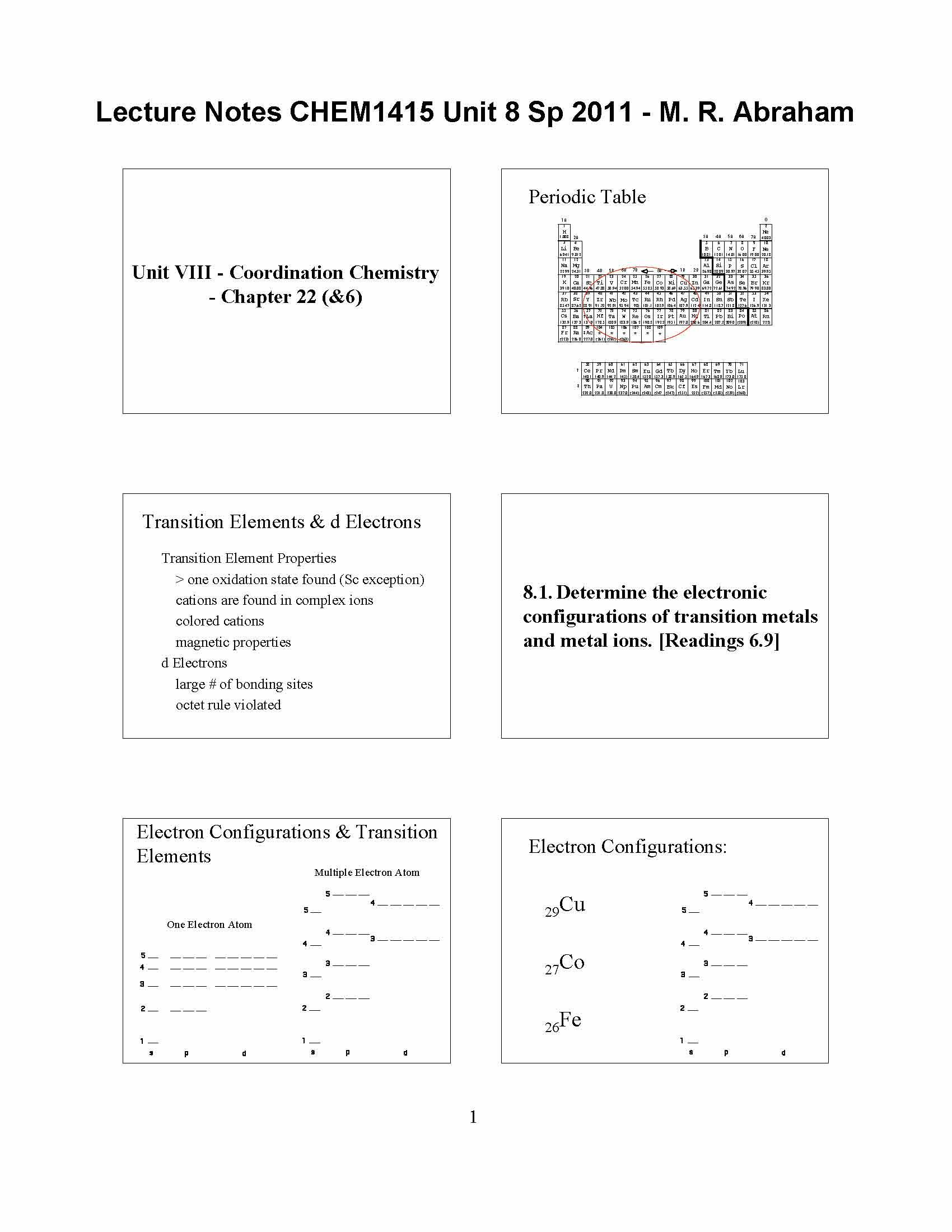 General Chemistry (Continued)
