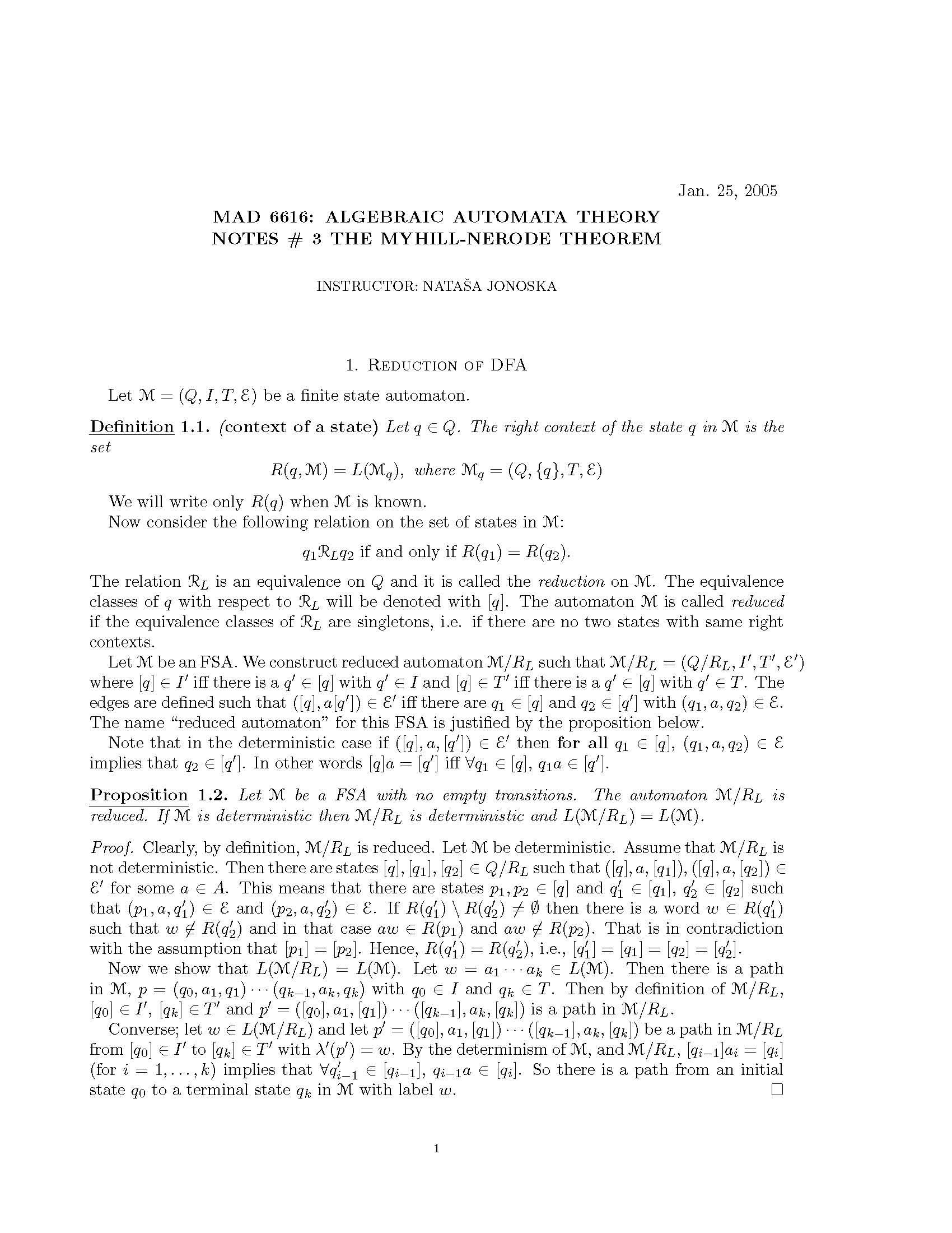 Algebraic Automata Theory