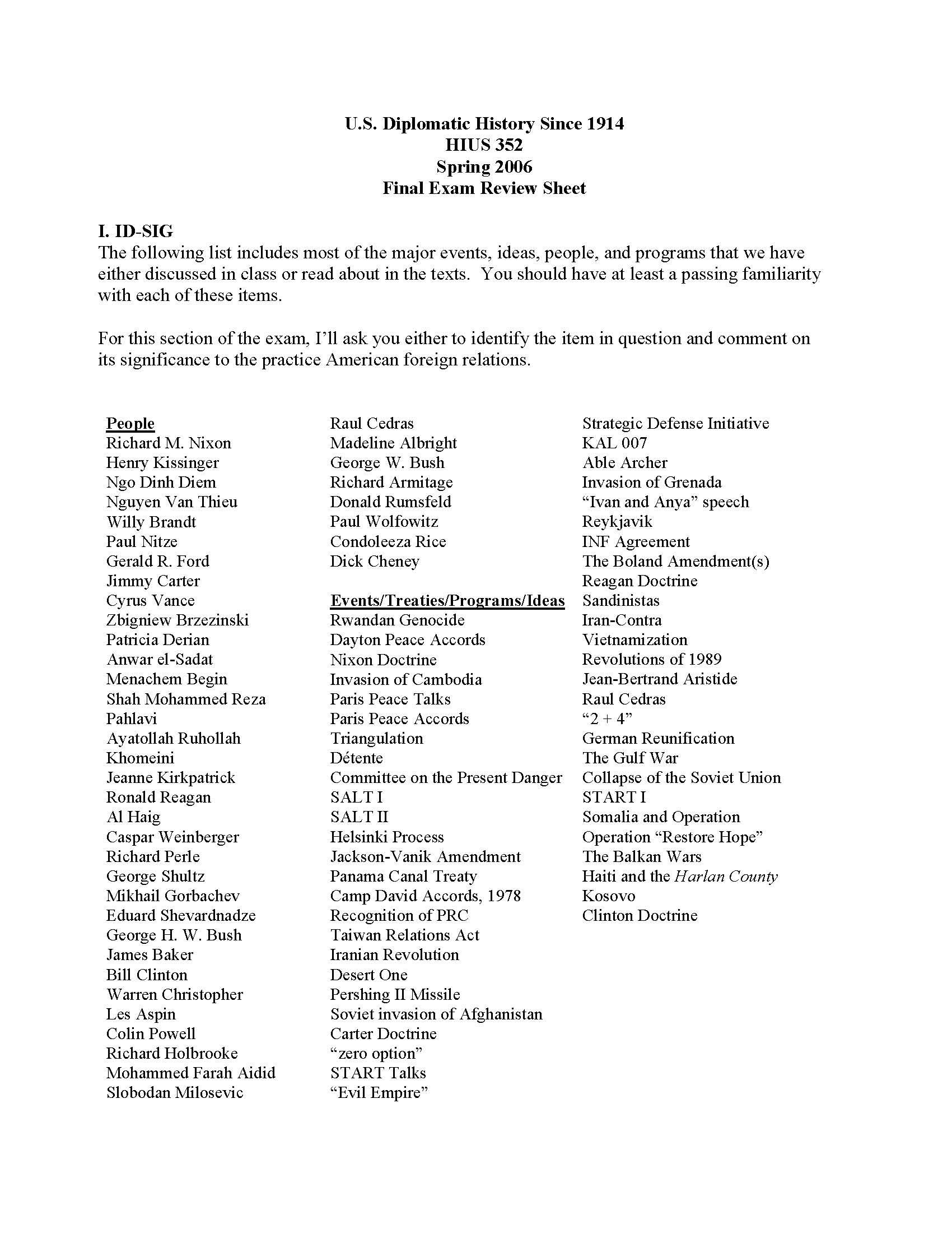 History of U.S. Foreign Relations Since 1914