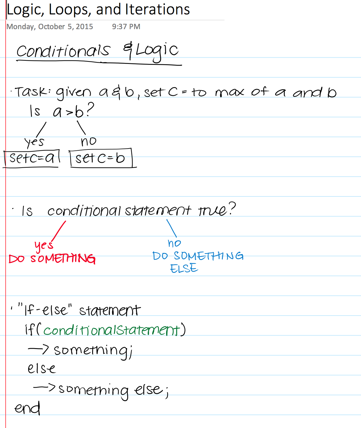 Notes on Conditionals and Logic