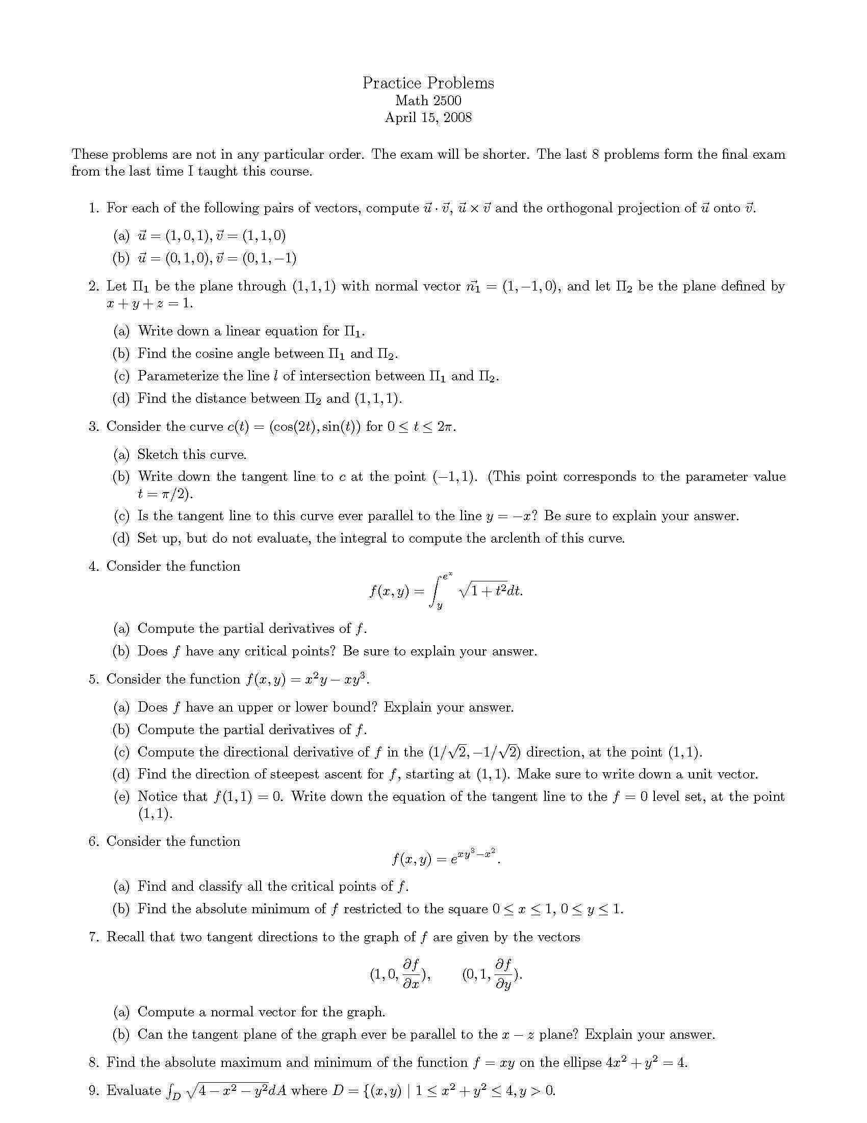 MULTIVARIABLE CALC