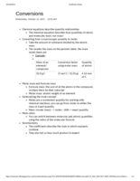 Week 9: Moles and Conversions