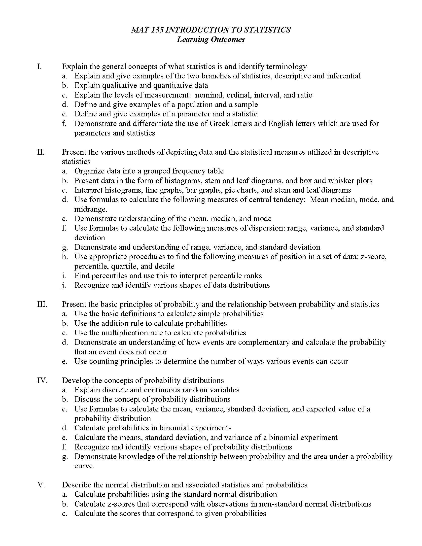 Intro to Statistics MA1