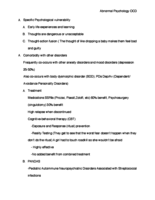 Abnormal Psychology: OCD and other Disorders