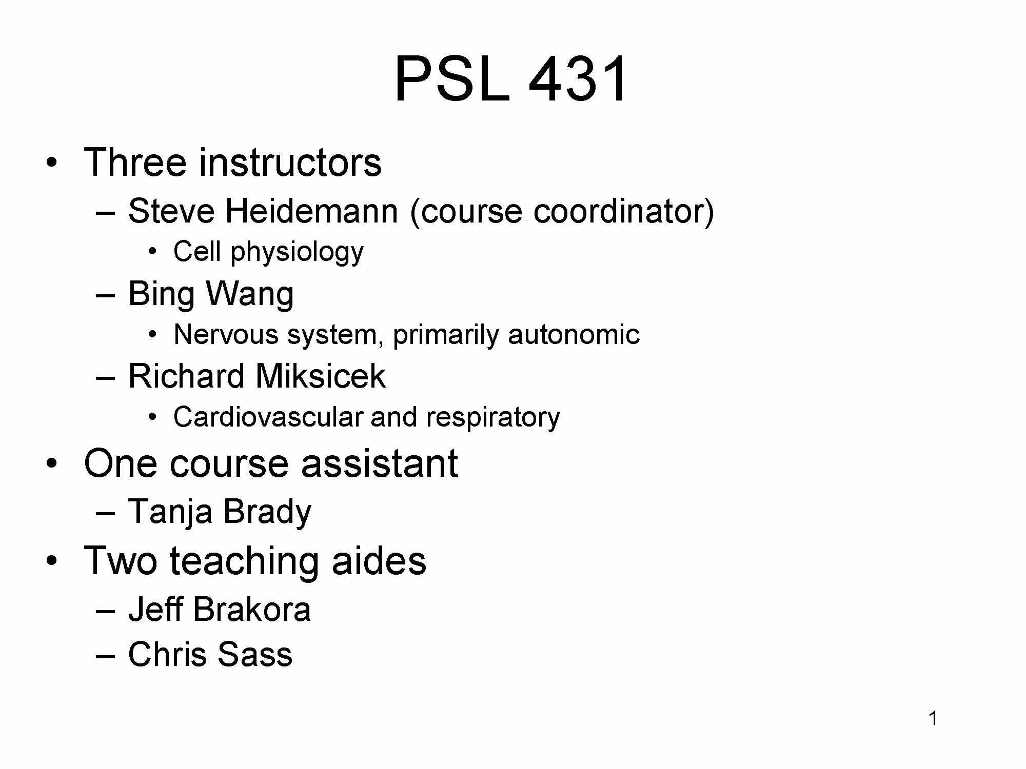 Human Physiology I