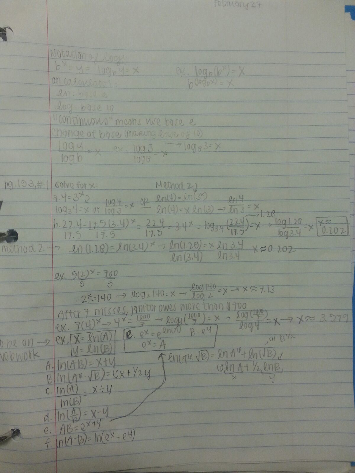 Notes from February 23, 25, 27